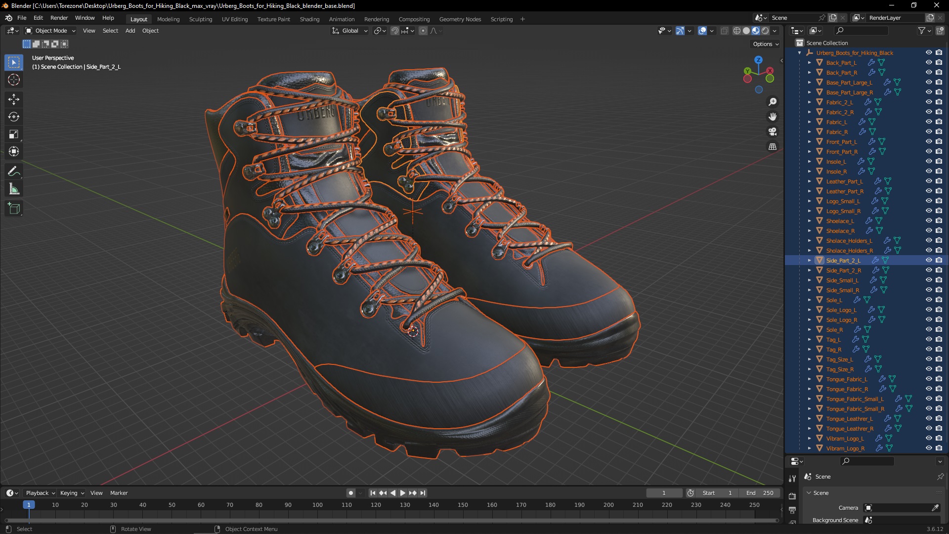 Urberg Boots for Hiking Black 3D model