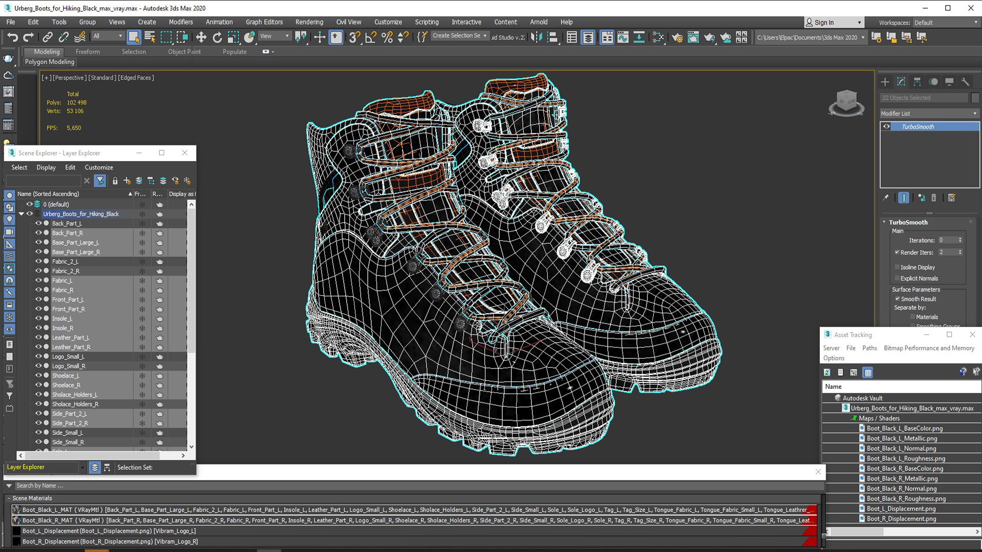 Urberg Boots for Hiking Black 3D model