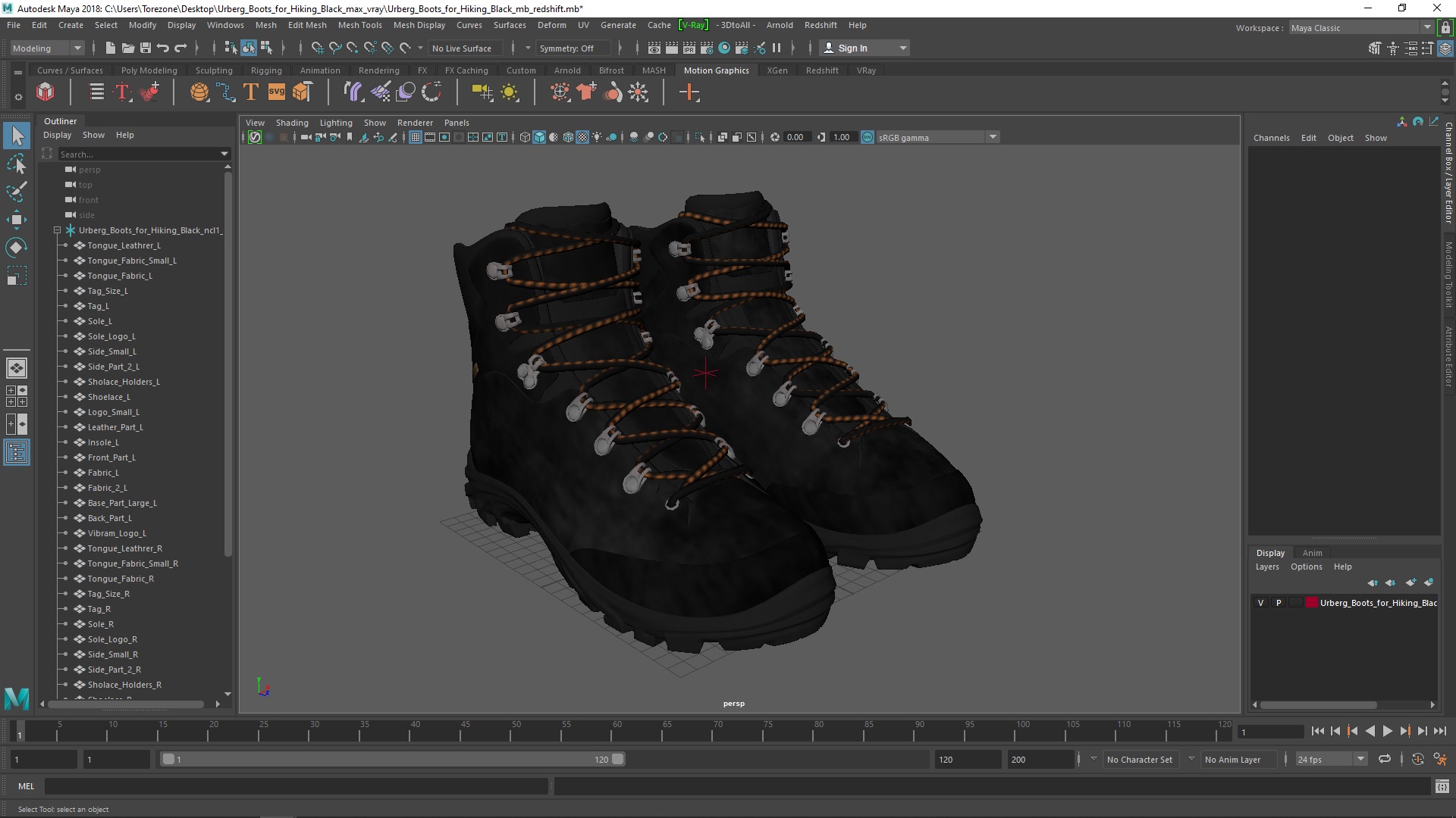 Urberg Boots for Hiking Black 3D model