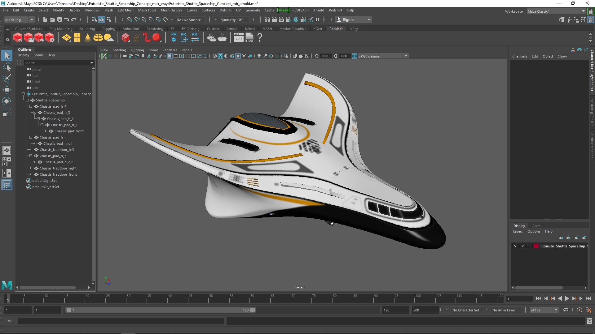 3D Futuristic Shuttle Spaceship Concept