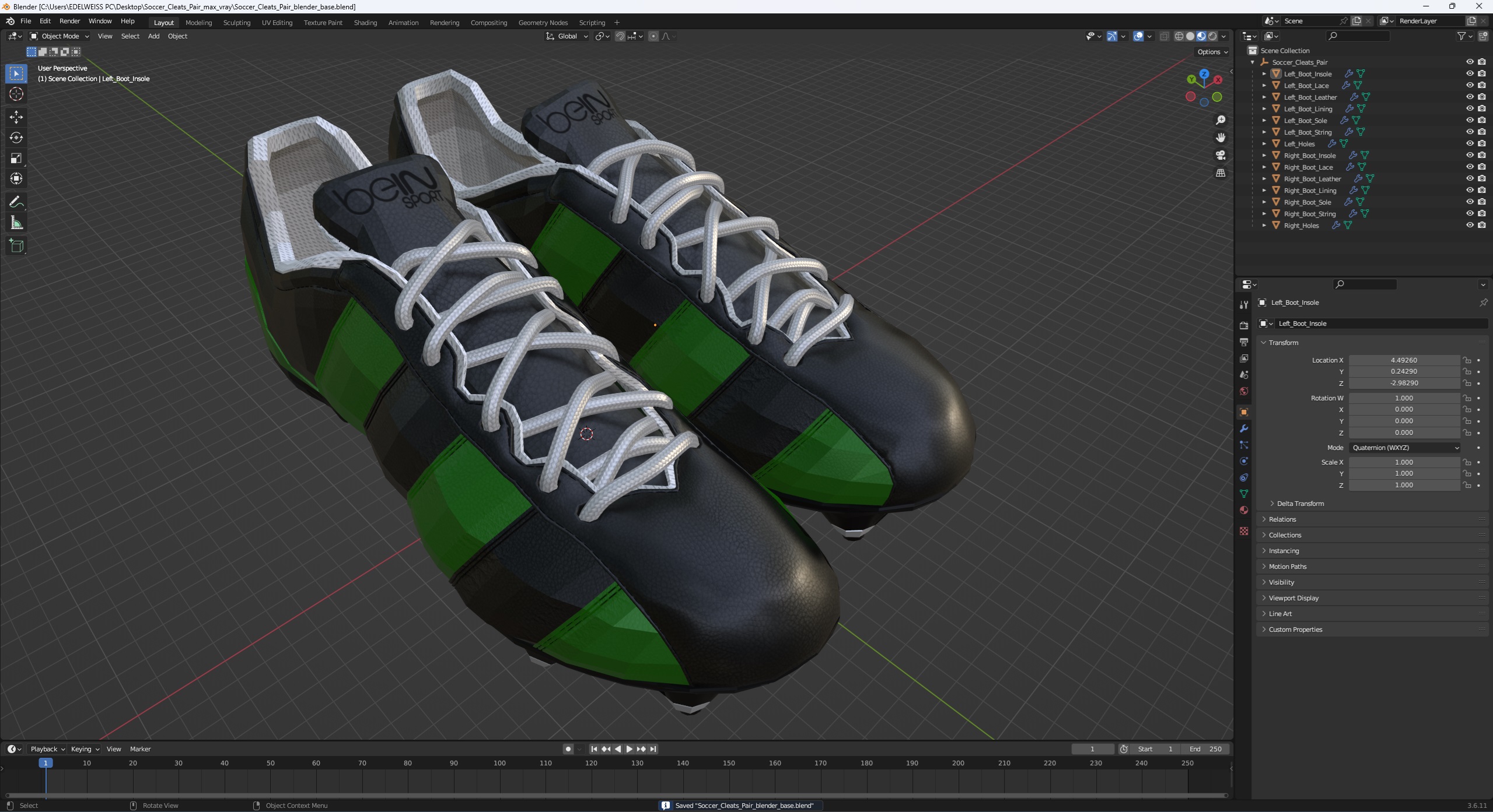 3D Soccer Cleats Pair model