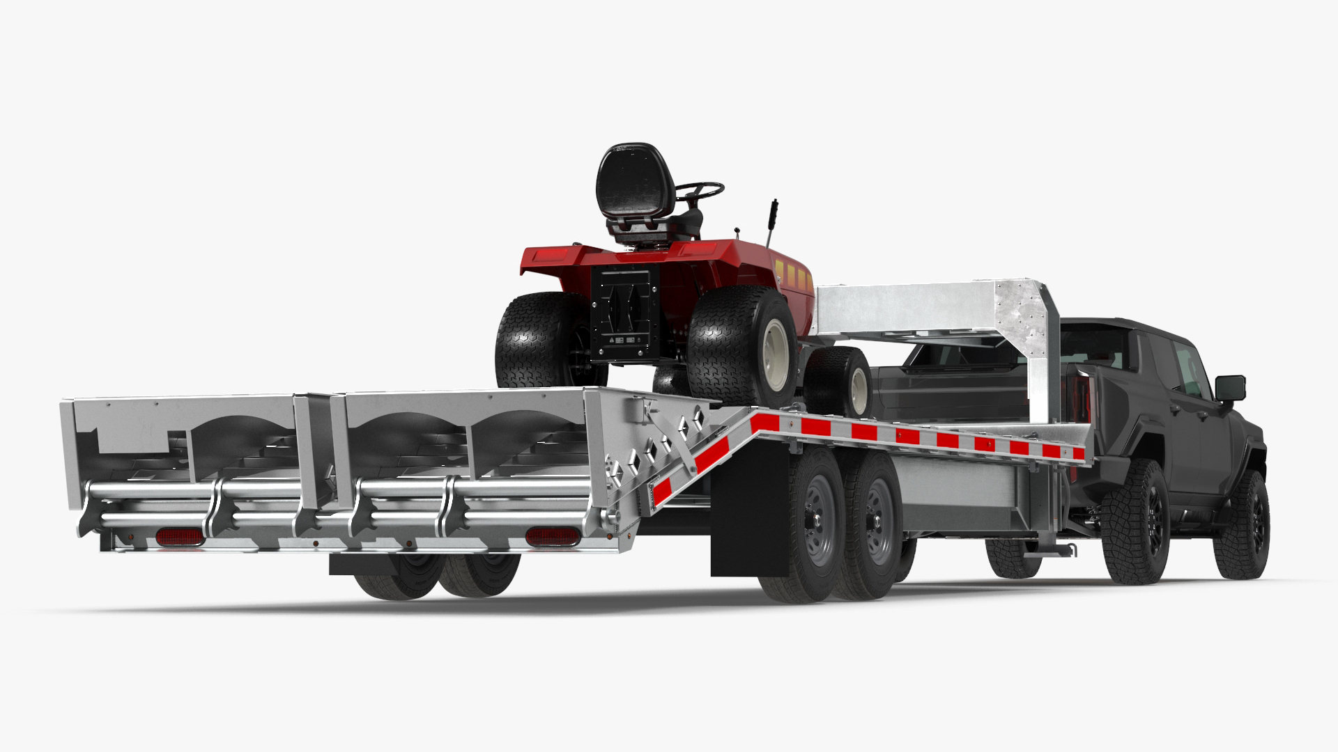 Pickup Truck with Gooseneck Trailer and Mini Tractor 3D