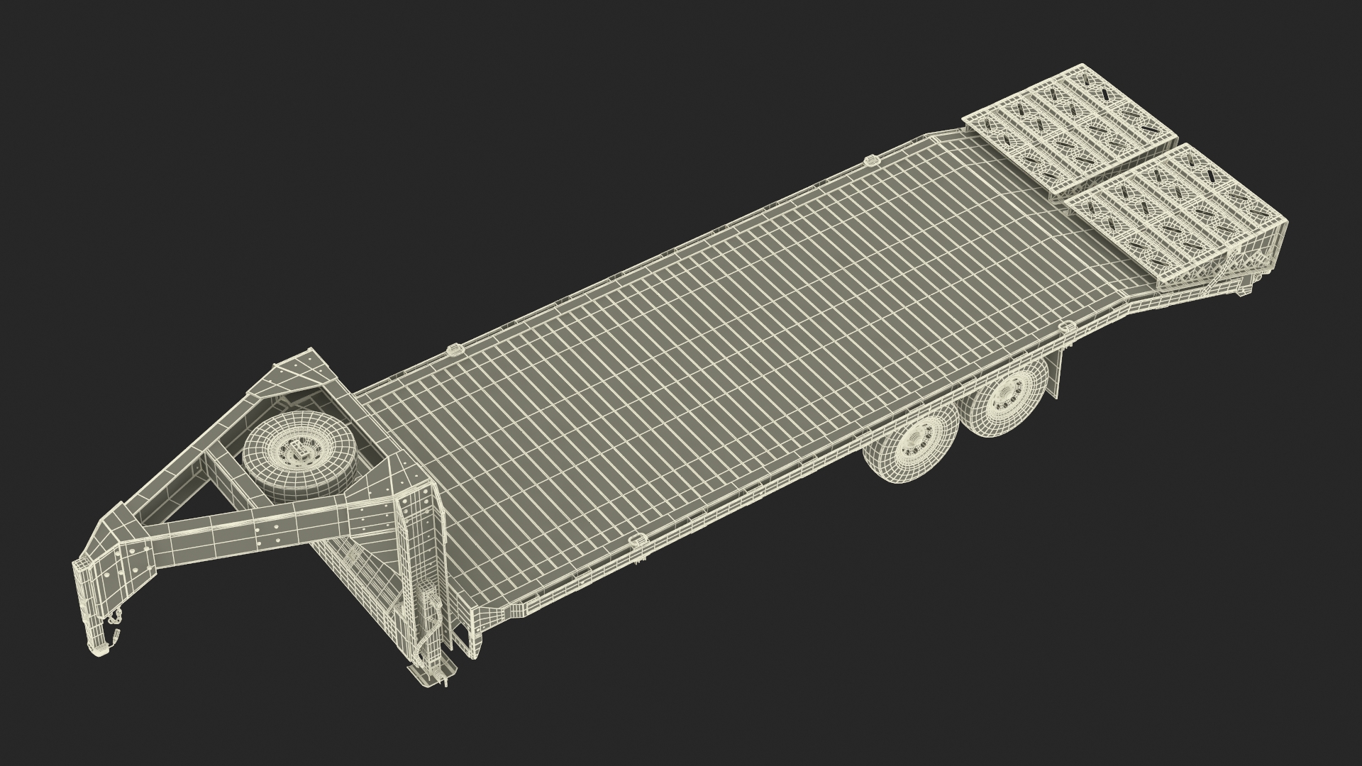 Pickup Truck with Gooseneck Trailer and Mini Tractor 3D