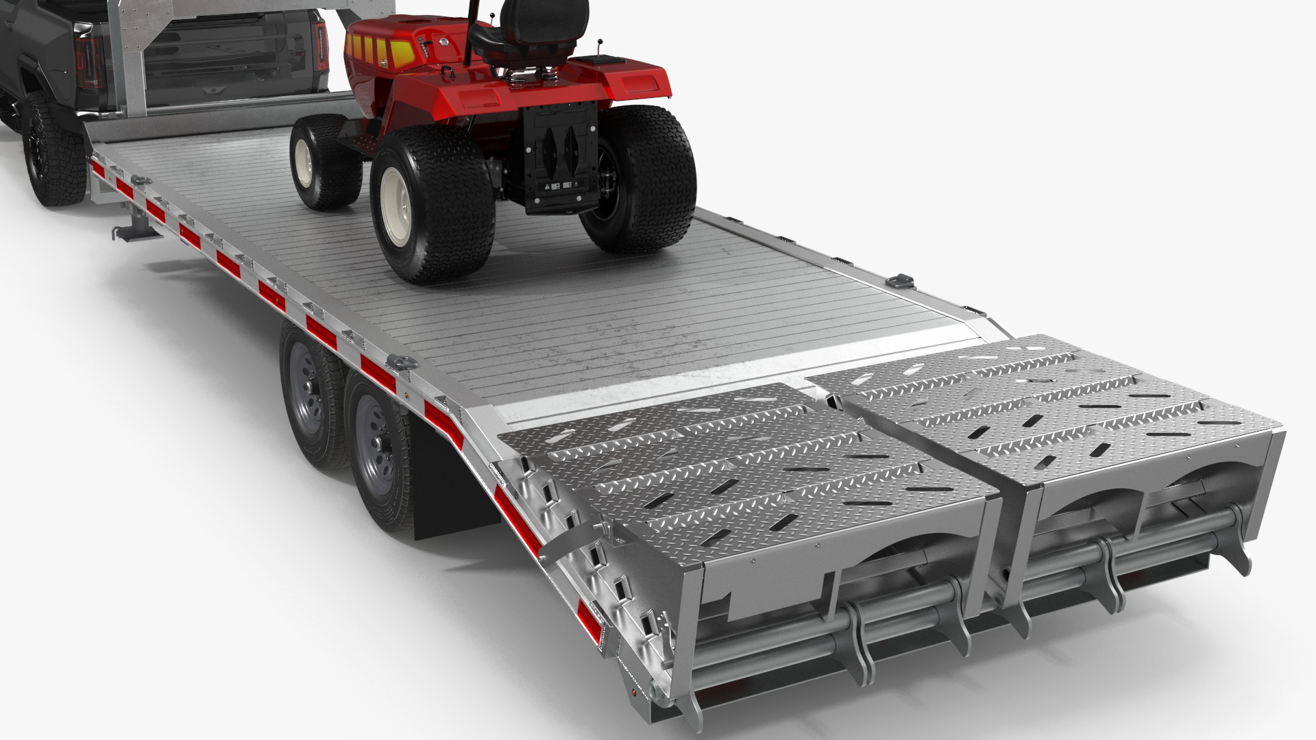 Pickup Truck with Gooseneck Trailer and Mini Tractor 3D