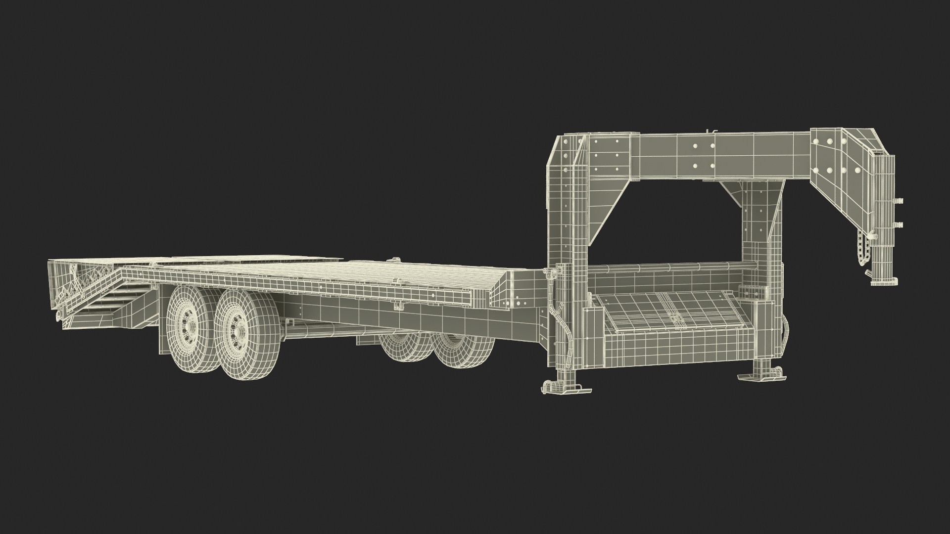 Pickup Truck with Gooseneck Trailer and Mini Tractor 3D