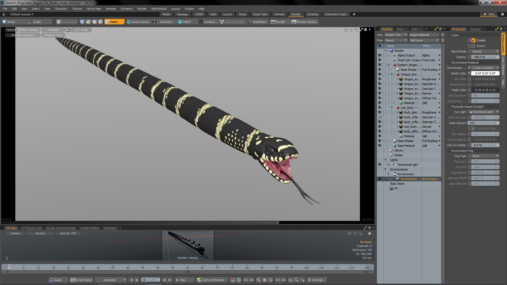 3D Eastern Kingsnake Rigged for Modo model