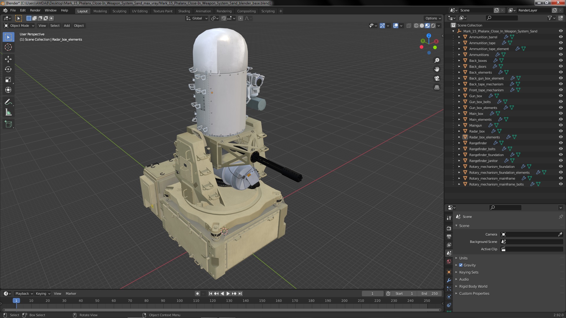 3D Mark 15 Phalanx Close-In Weapon System Sand model