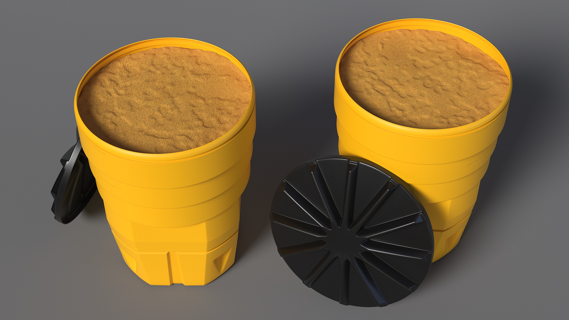 Yellow Opened Sand Barrel with Lid 3D model