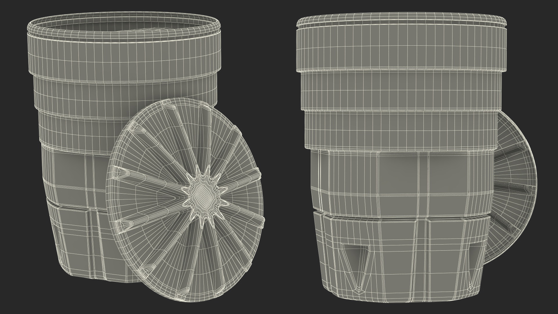 Yellow Opened Sand Barrel with Lid 3D model