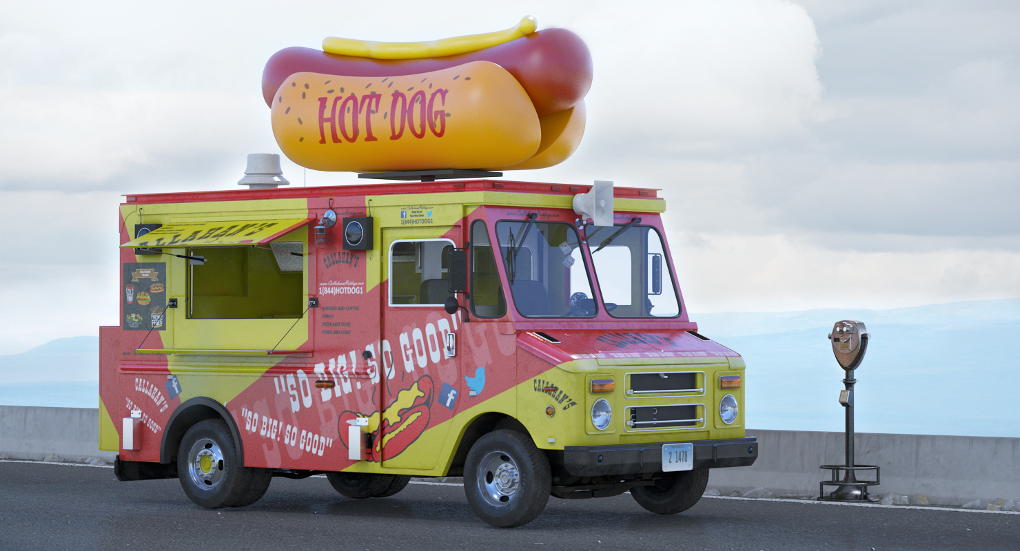 Hotdog and Icecream Street Vending Equipment 3D model