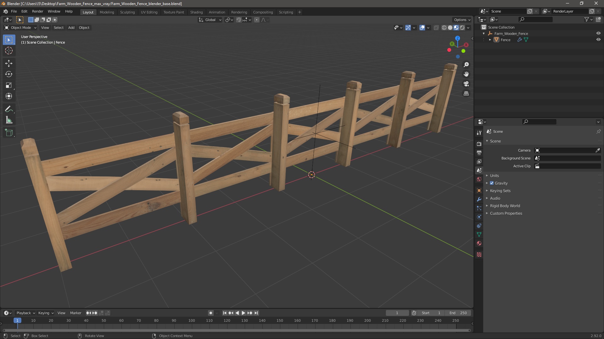 Farm Wooden Fence 3D