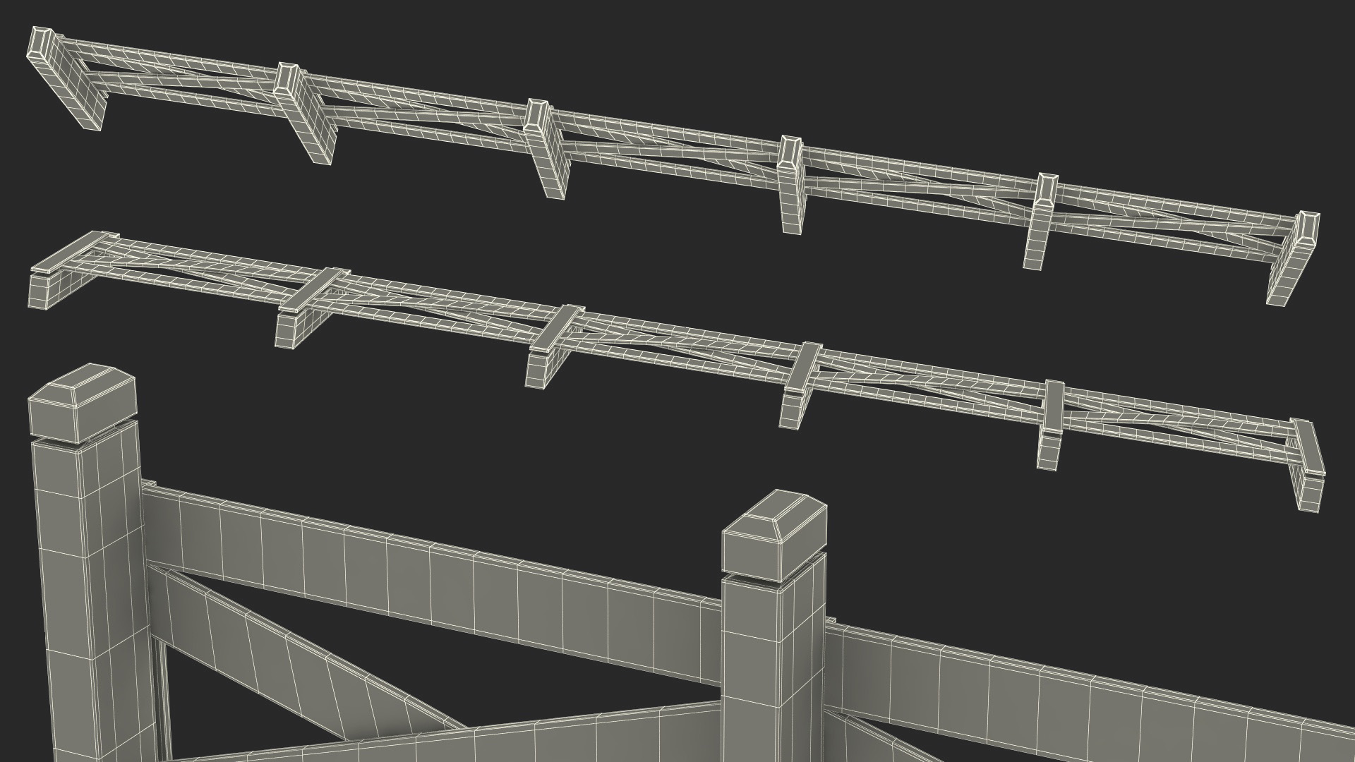 Farm Wooden Fence 3D