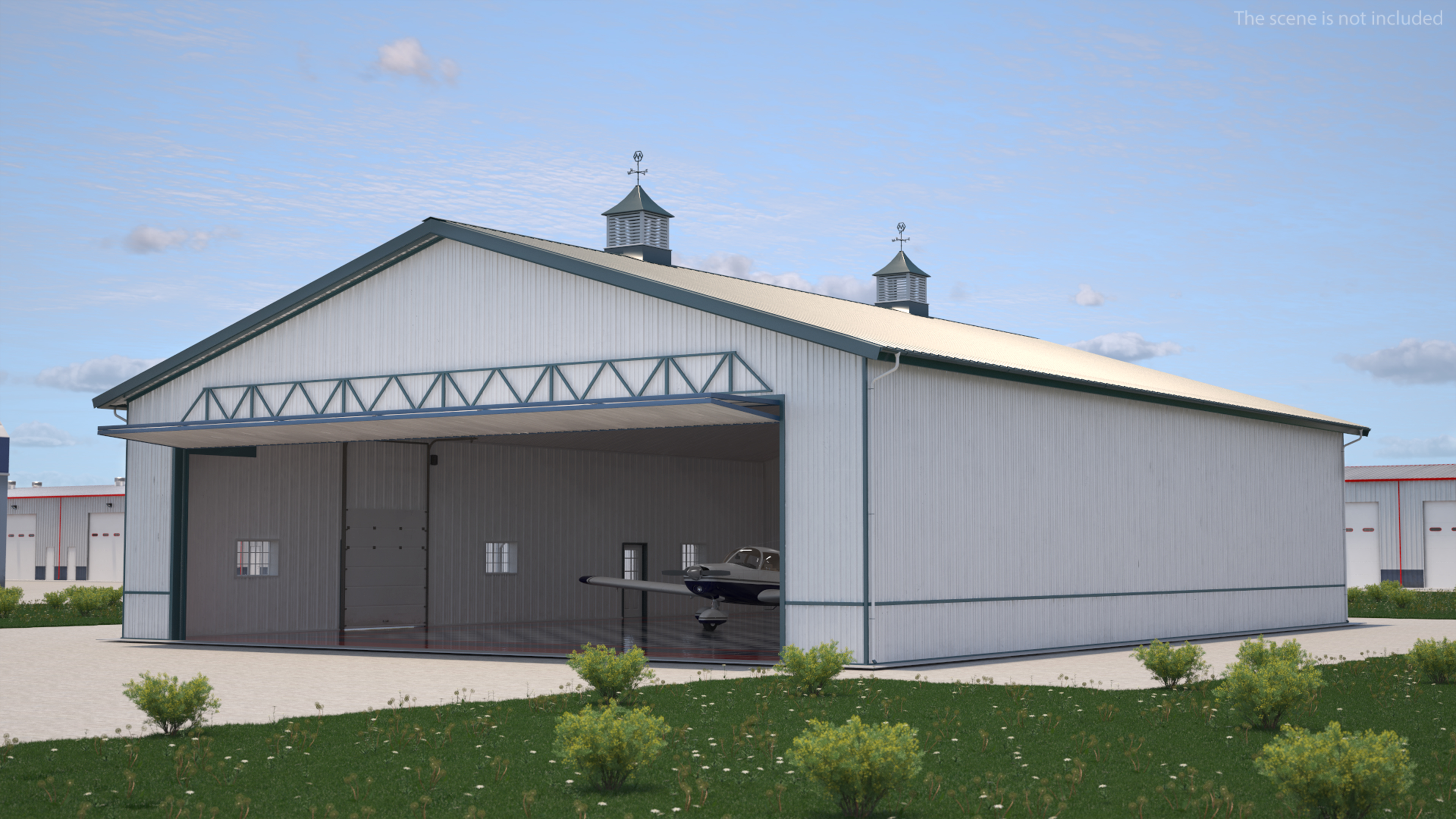 3D Airplane Aircraft Hangar Rigged