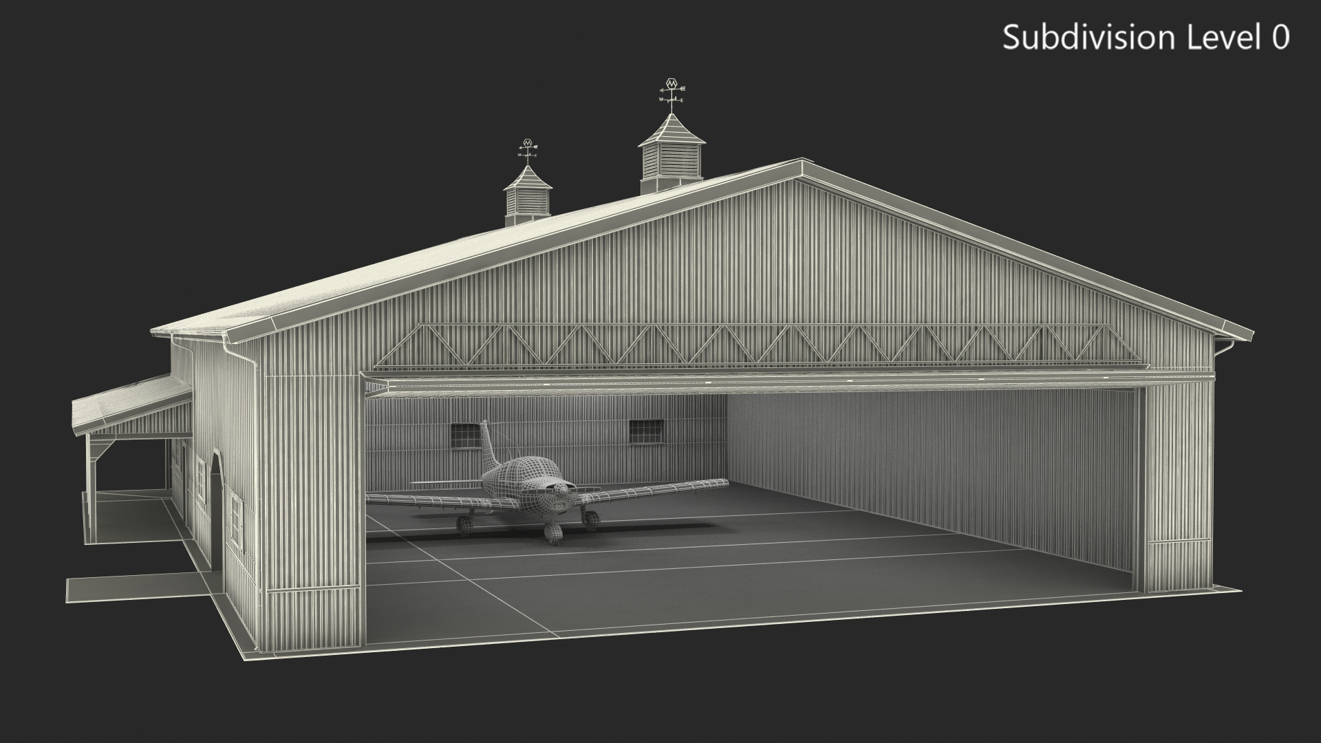 3D Airplane Aircraft Hangar Rigged