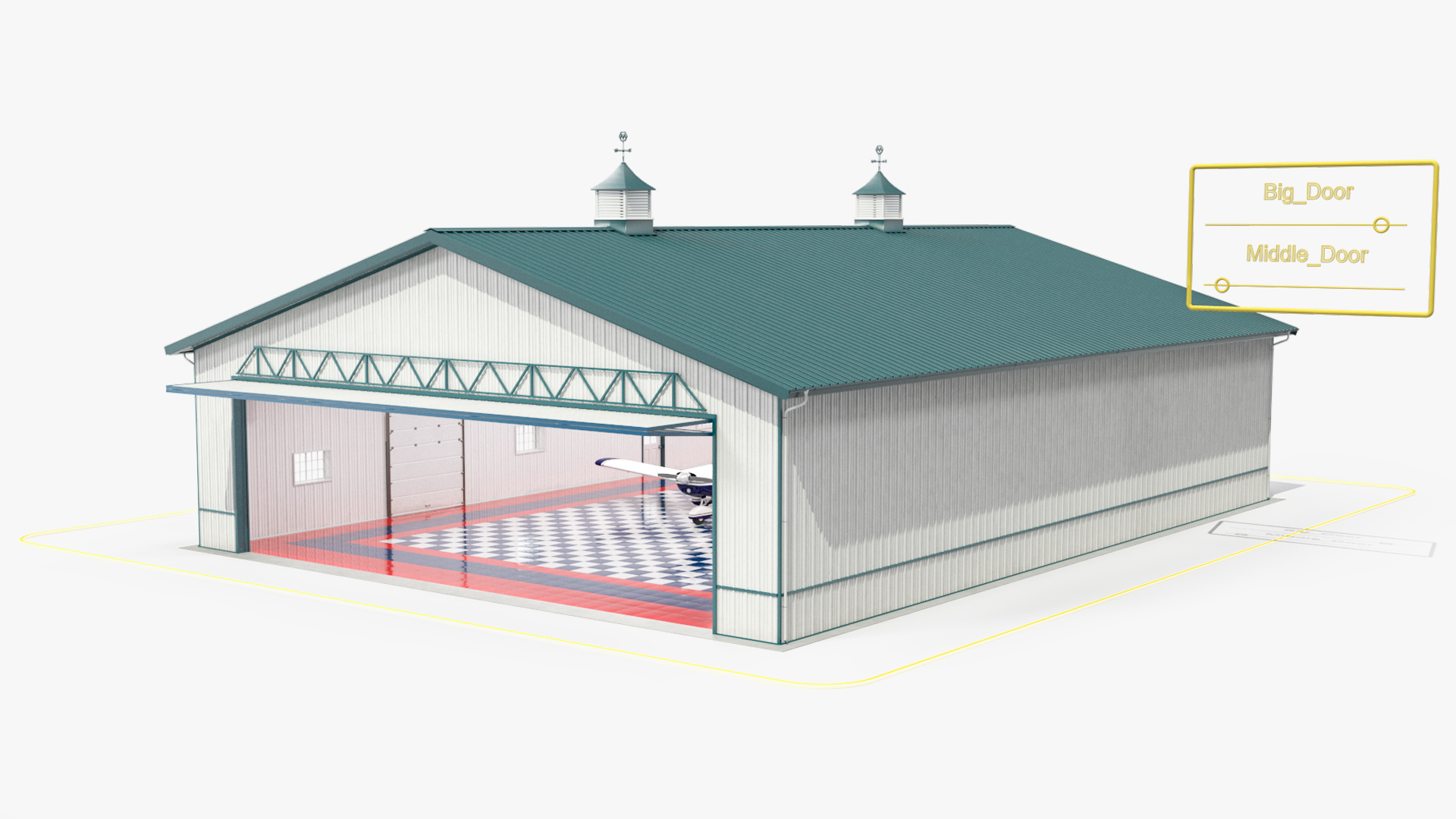 3D Airplane Aircraft Hangar Rigged