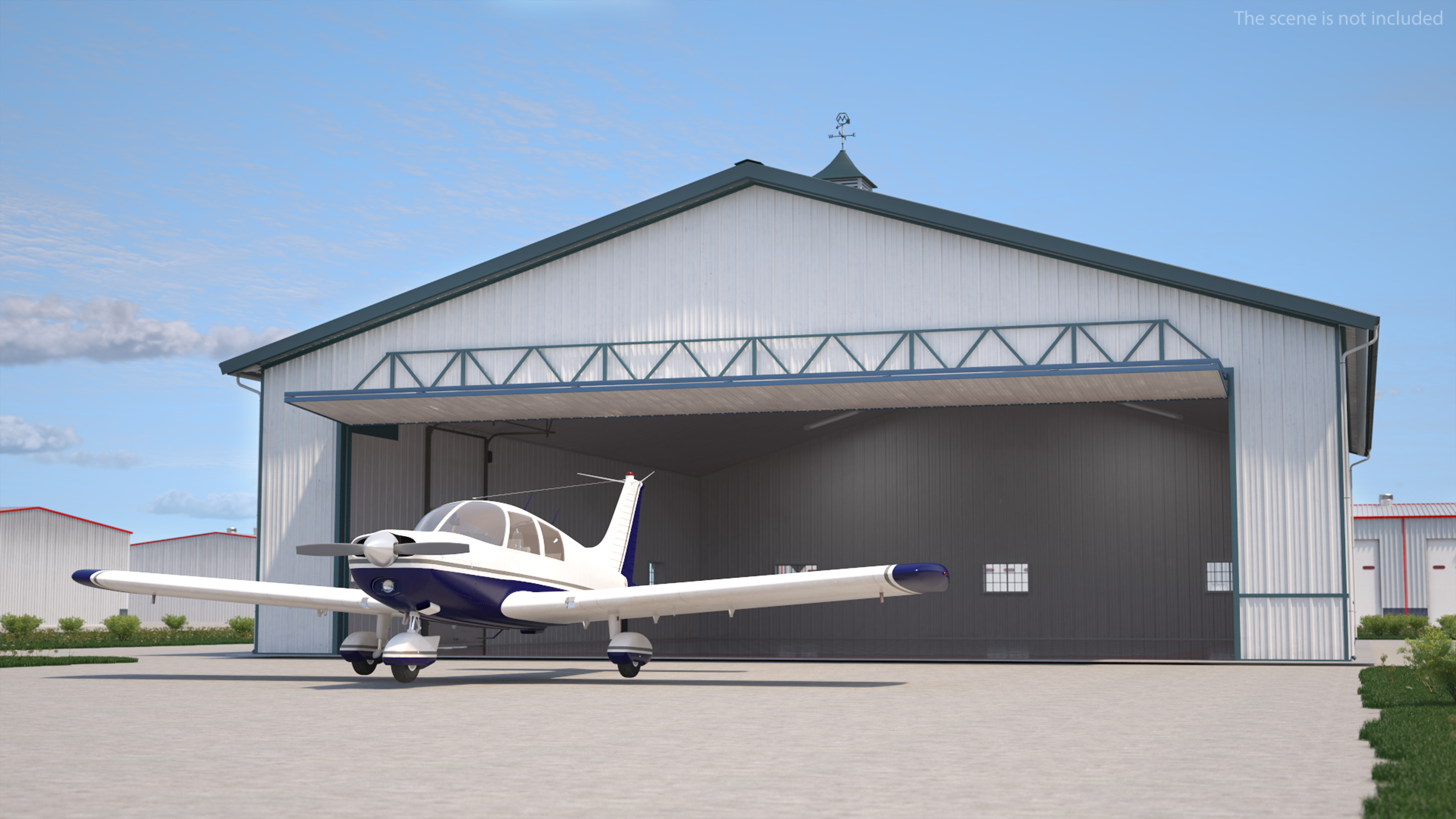 3D Airplane Aircraft Hangar Rigged