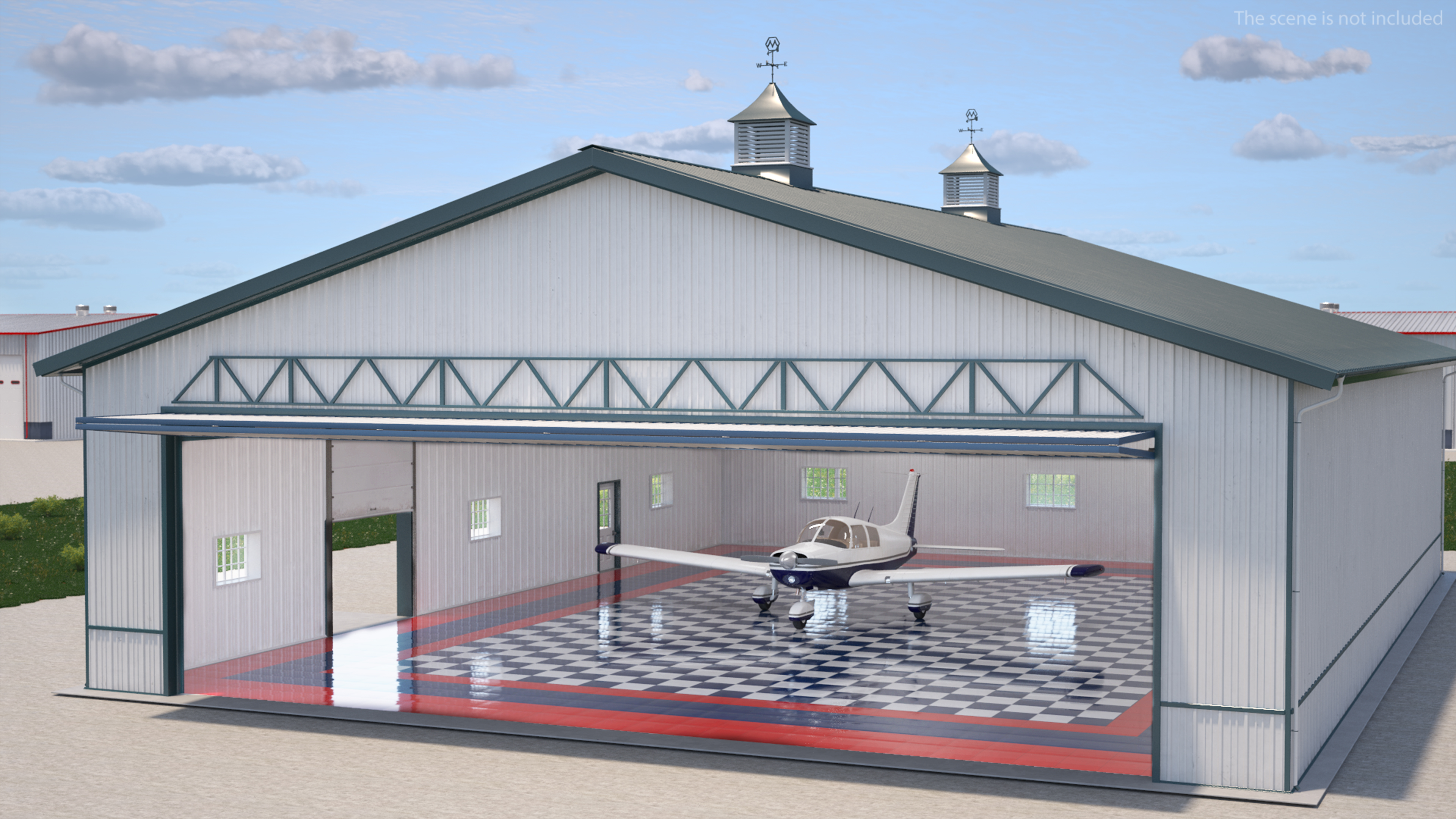 3D Airplane Aircraft Hangar Rigged