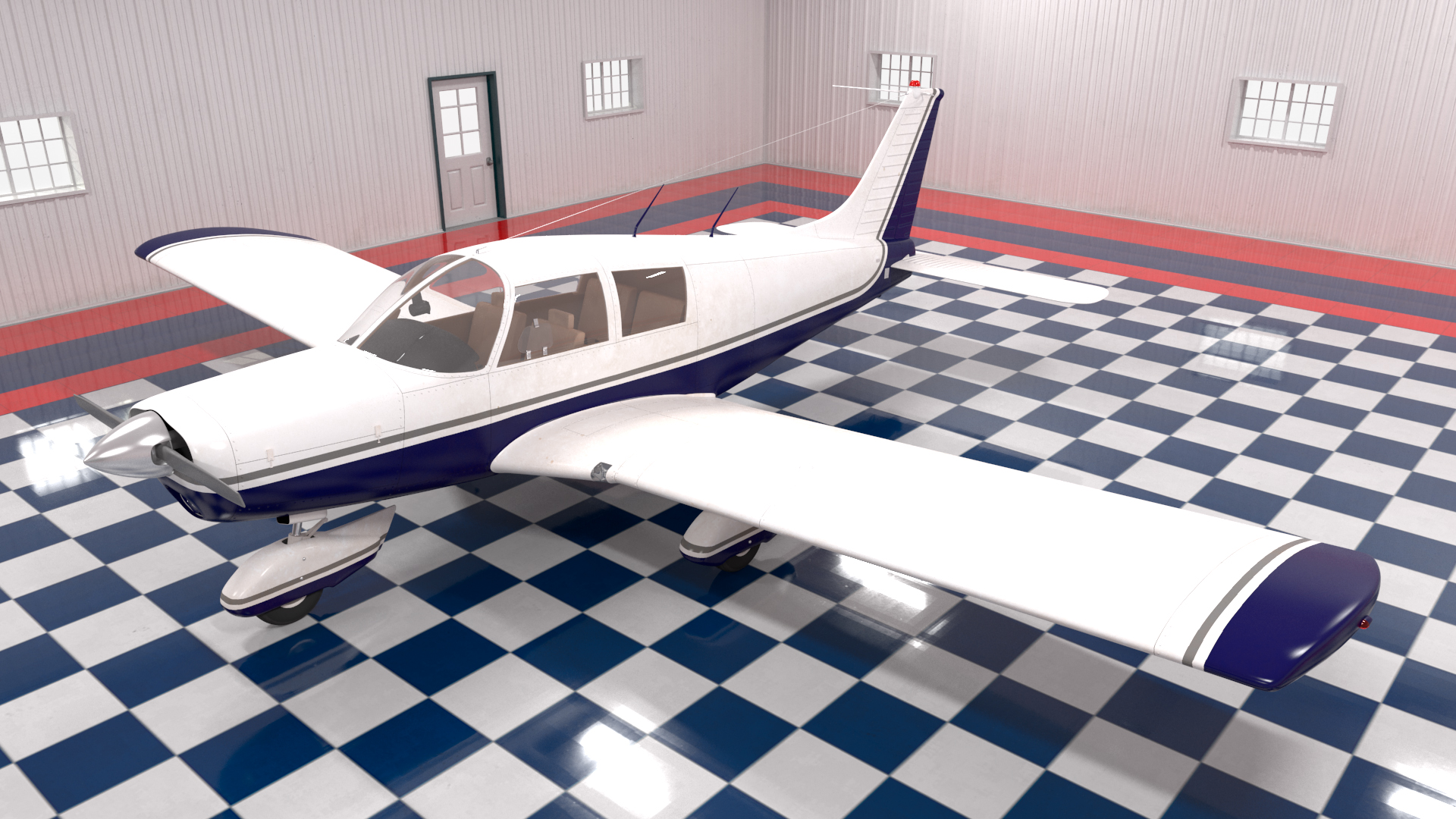 3D Airplane Aircraft Hangar Rigged