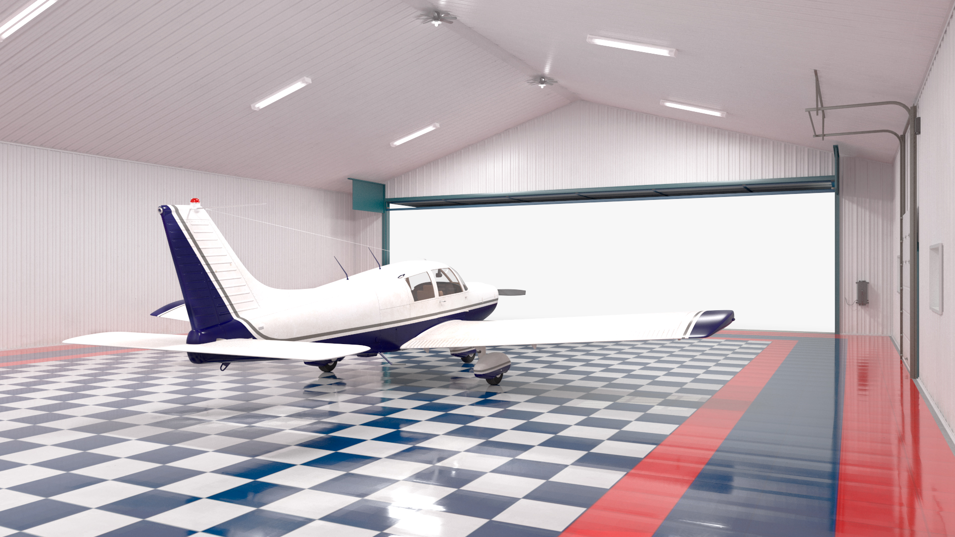 3D Airplane Aircraft Hangar Rigged