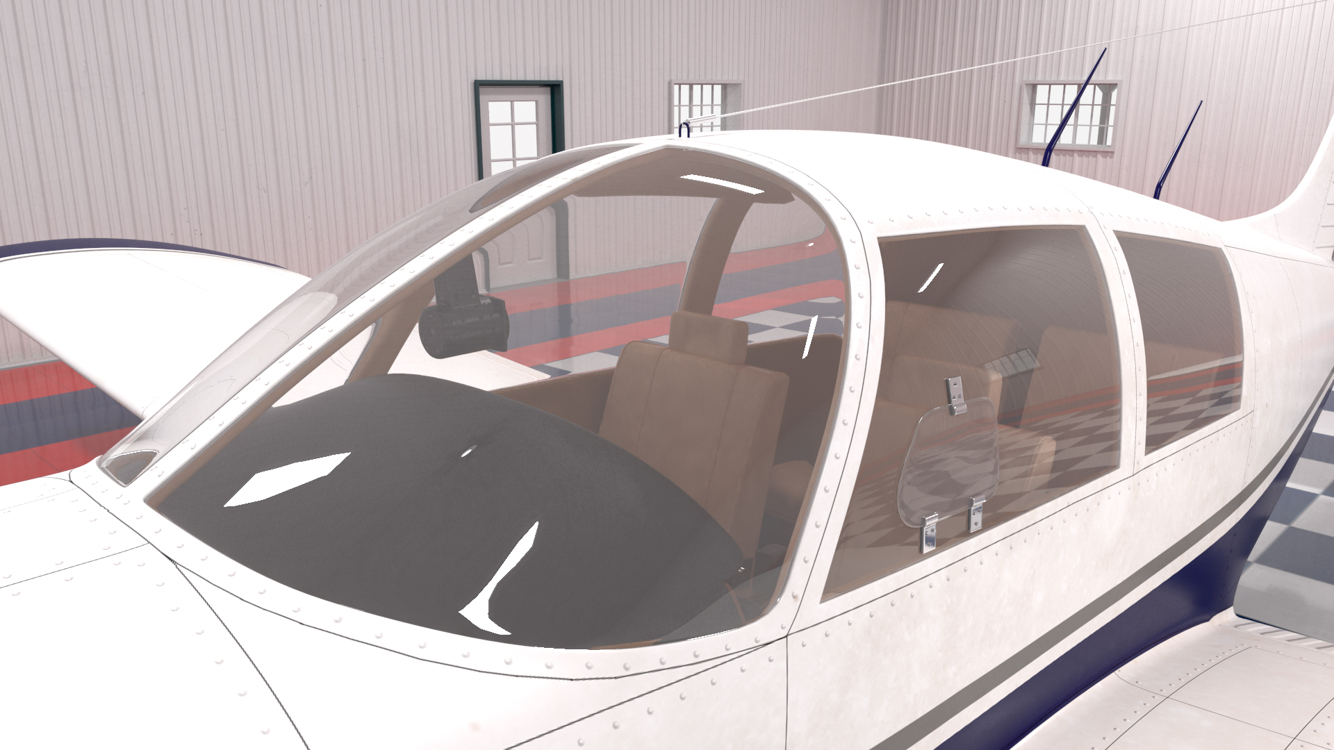 3D Airplane Aircraft Hangar Rigged