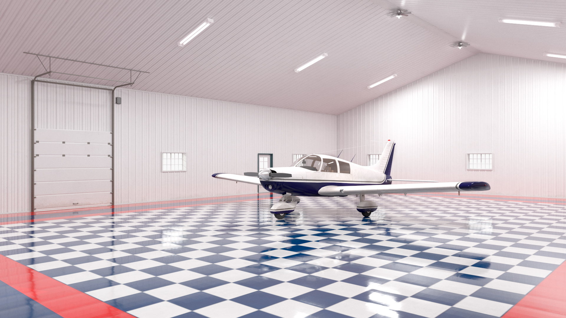 3D Airplane Aircraft Hangar Rigged