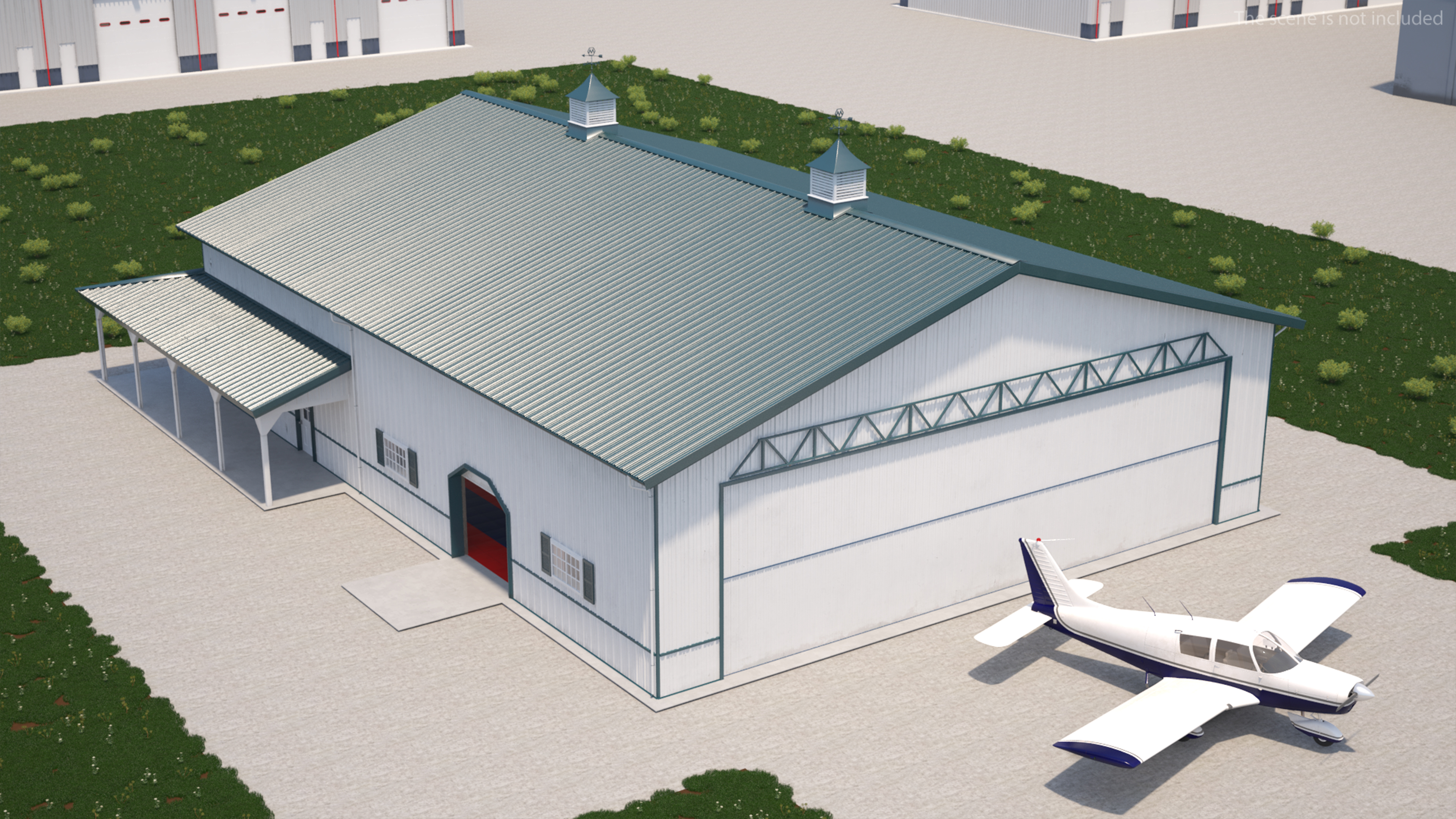 3D Airplane Aircraft Hangar Rigged