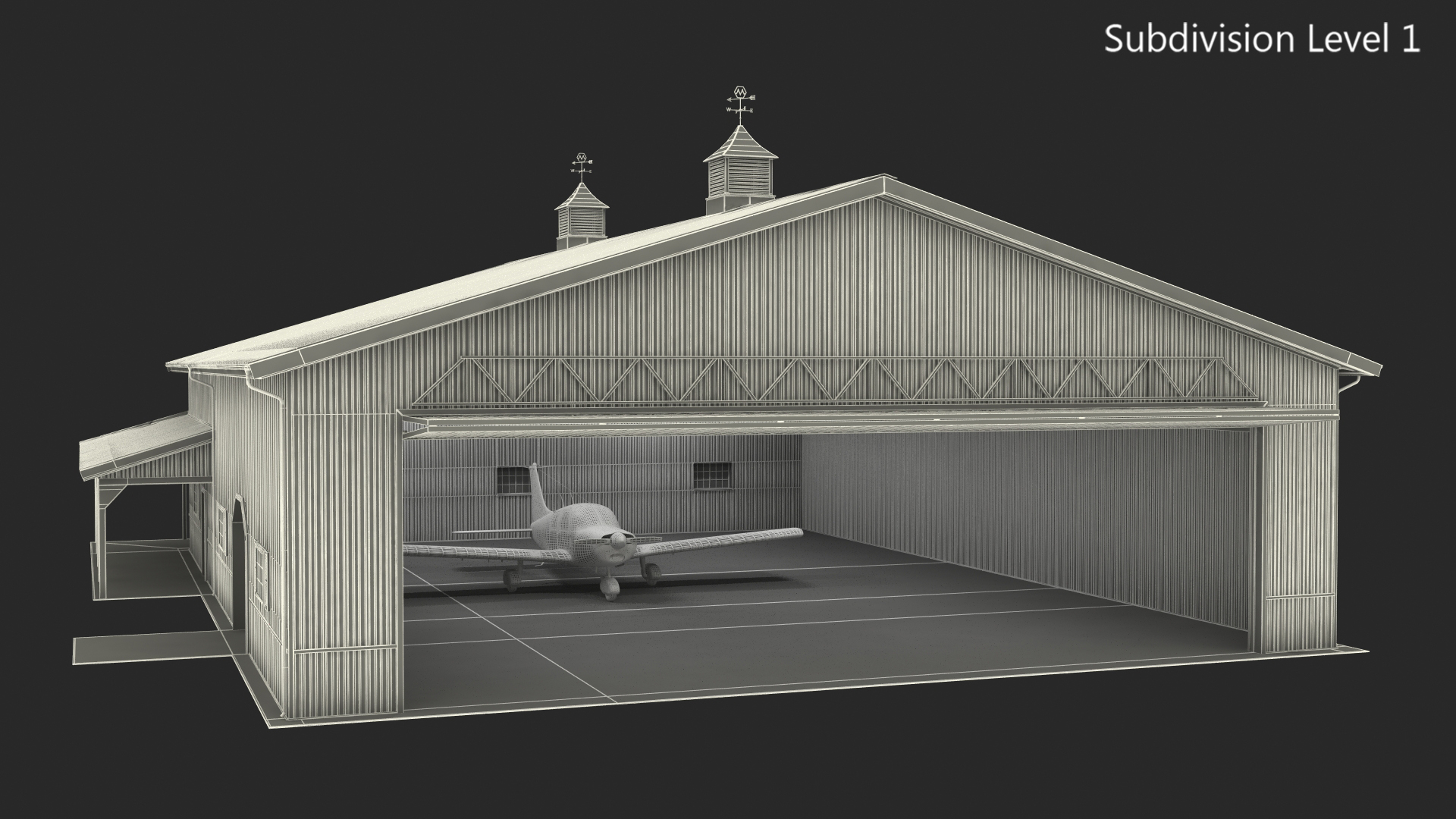 3D Airplane Aircraft Hangar Rigged