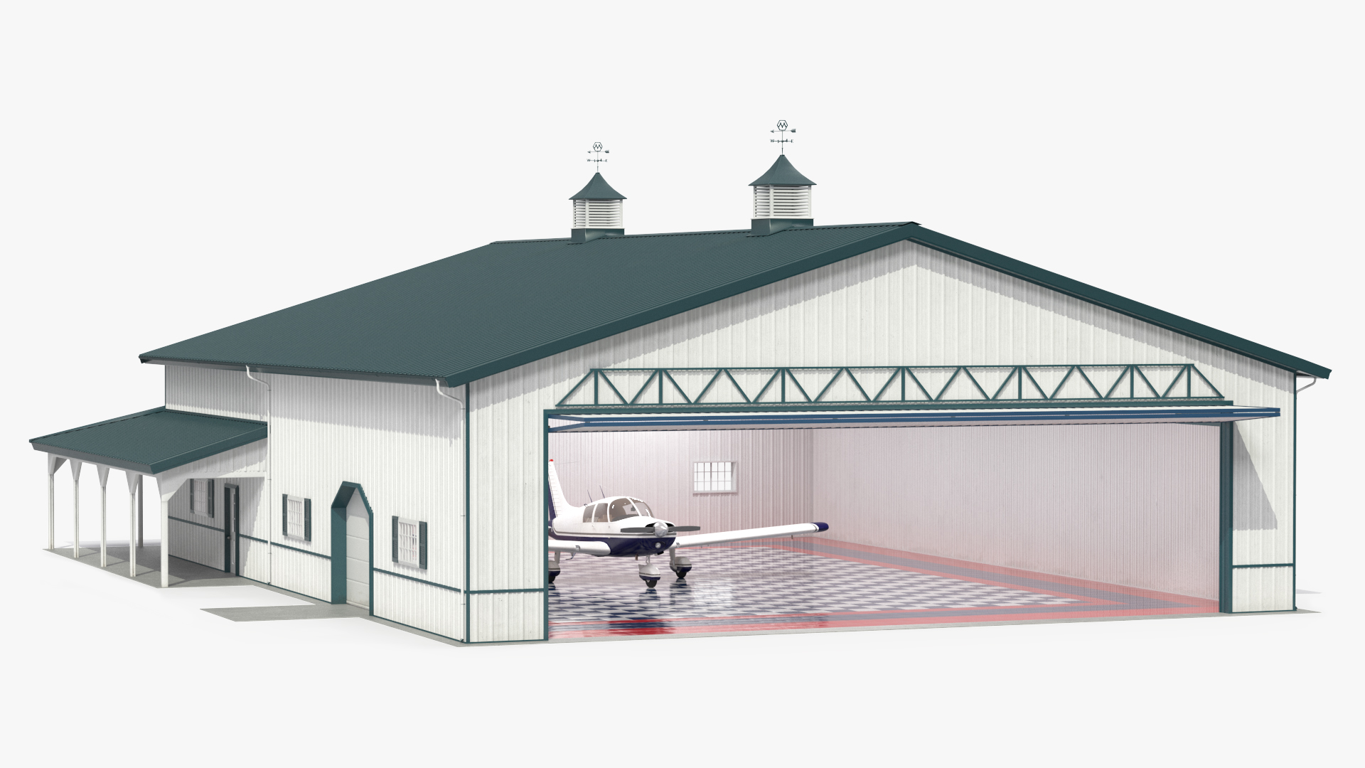 3D Airplane Aircraft Hangar Rigged