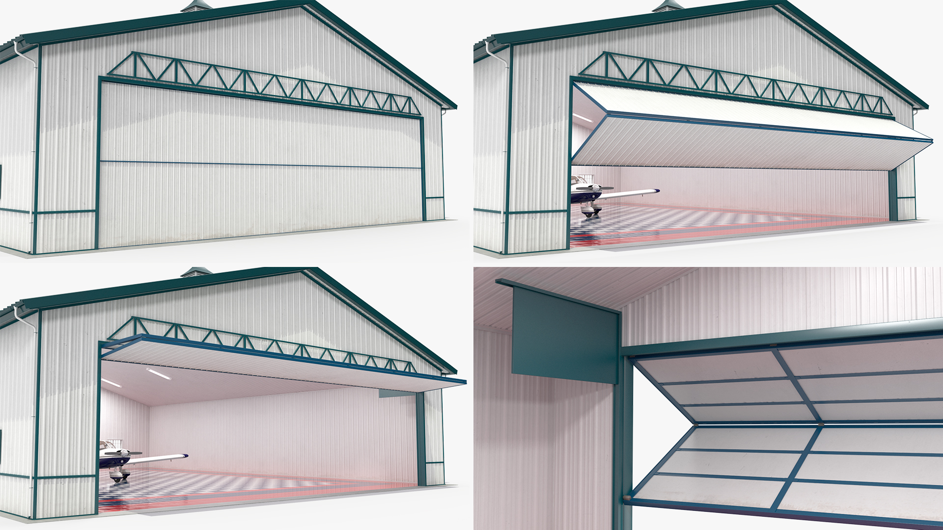 3D Airplane Aircraft Hangar Rigged