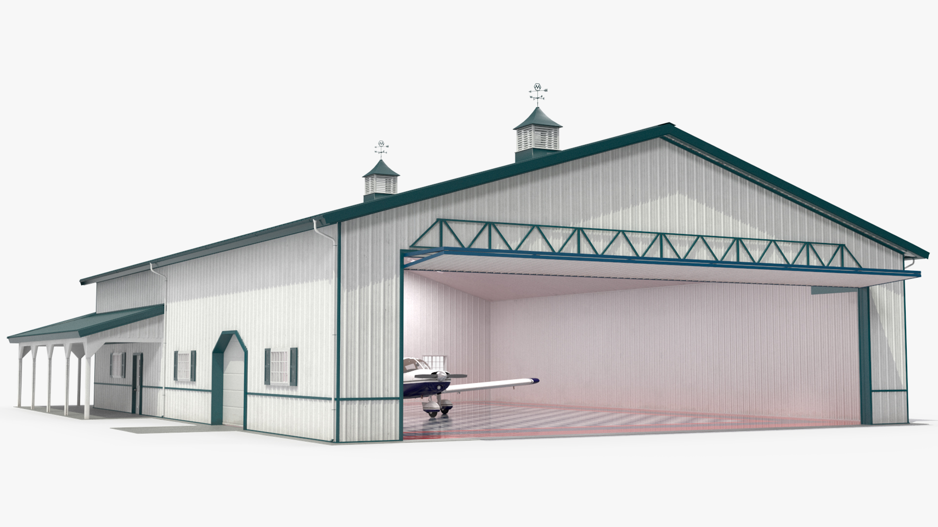 3D Airplane Aircraft Hangar Rigged