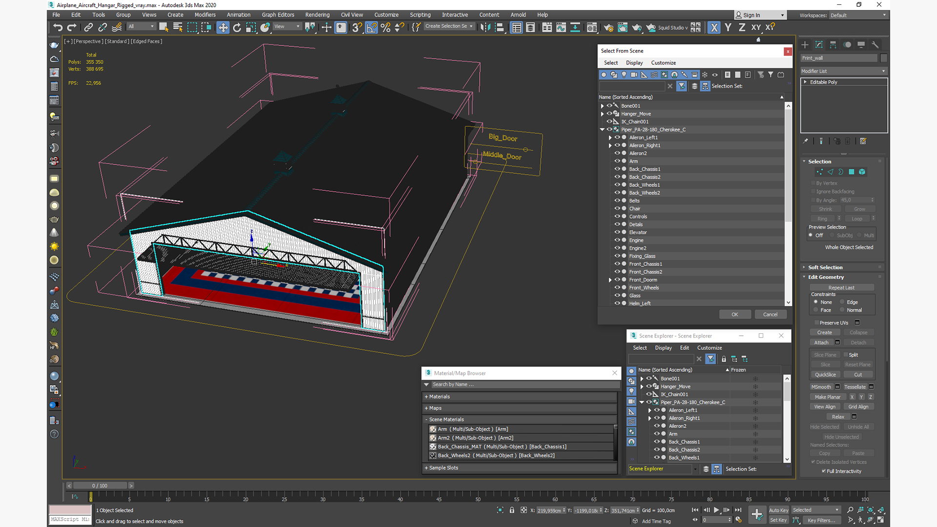 3D Airplane Aircraft Hangar Rigged