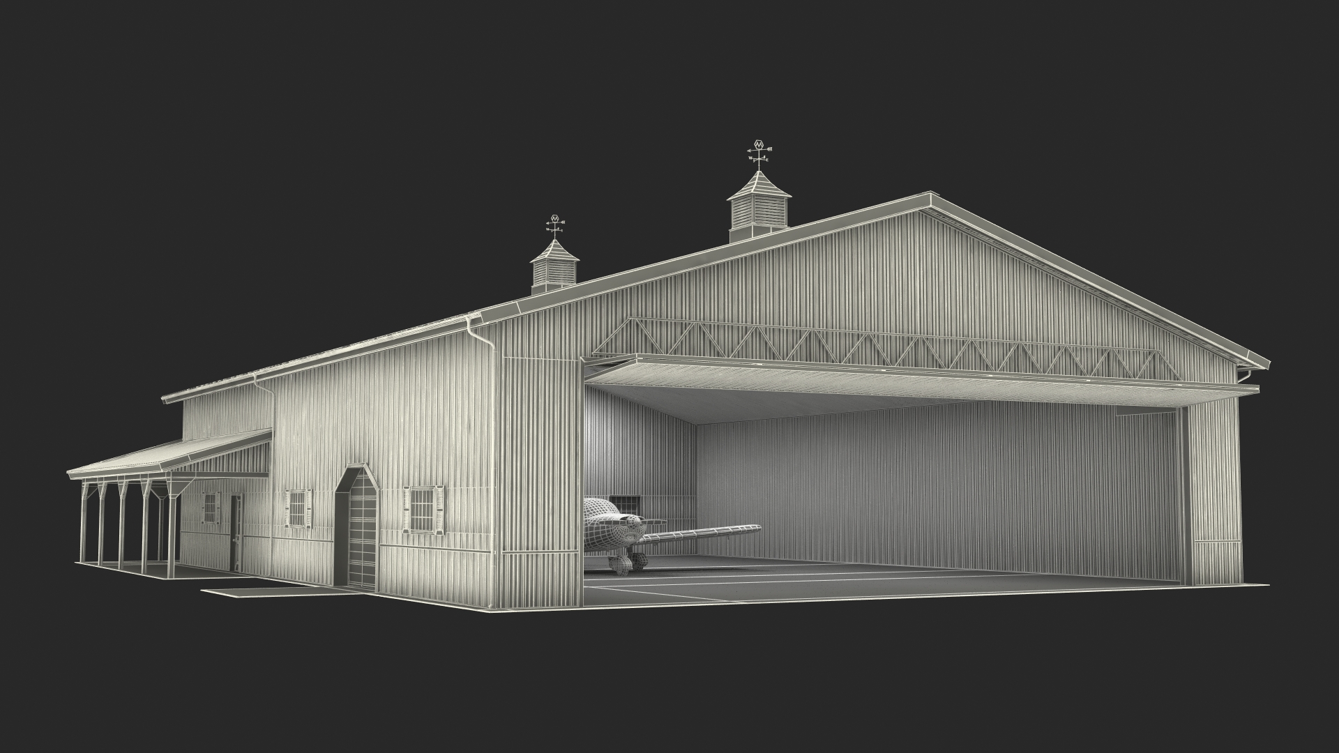 3D Airplane Aircraft Hangar Rigged