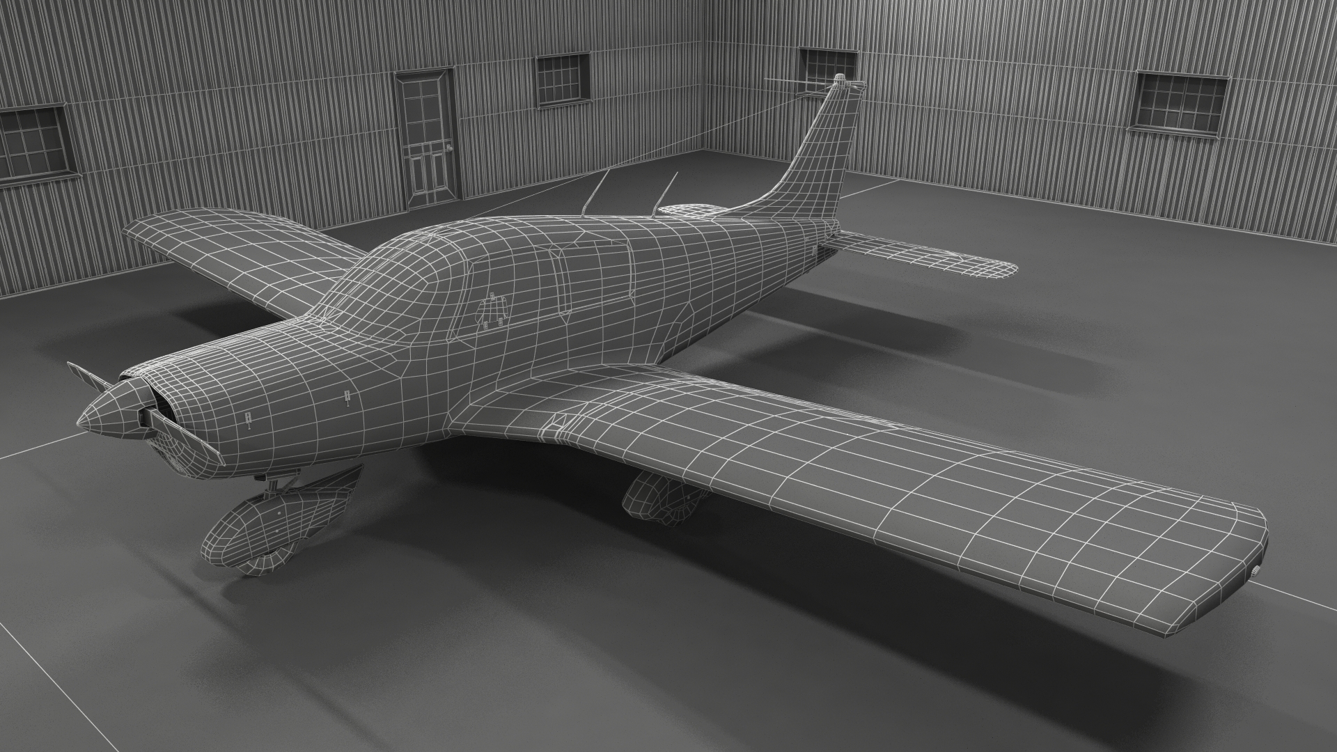 3D Airplane Aircraft Hangar Rigged