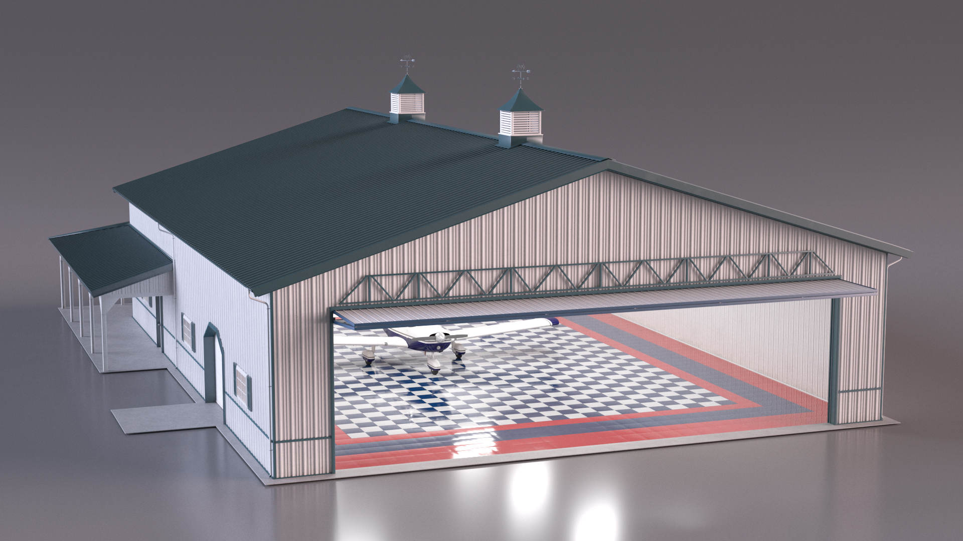 3D Airplane Aircraft Hangar Rigged