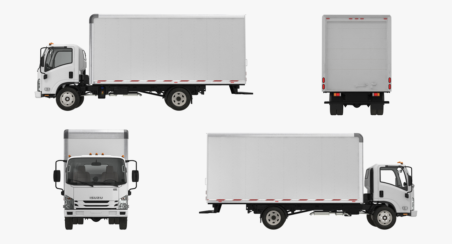 3D model Box Truck Isuzu NPR 2018 Simple Interior