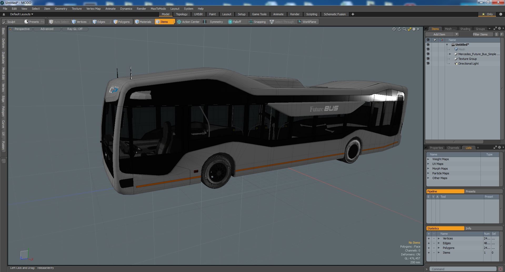 3D model Mercedes Future Bus Simple Interior