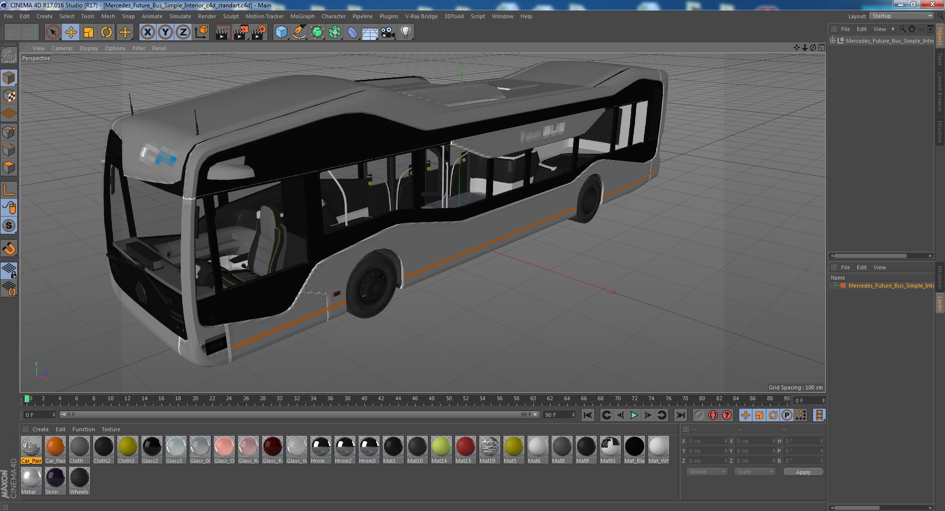 3D model Mercedes Future Bus Simple Interior