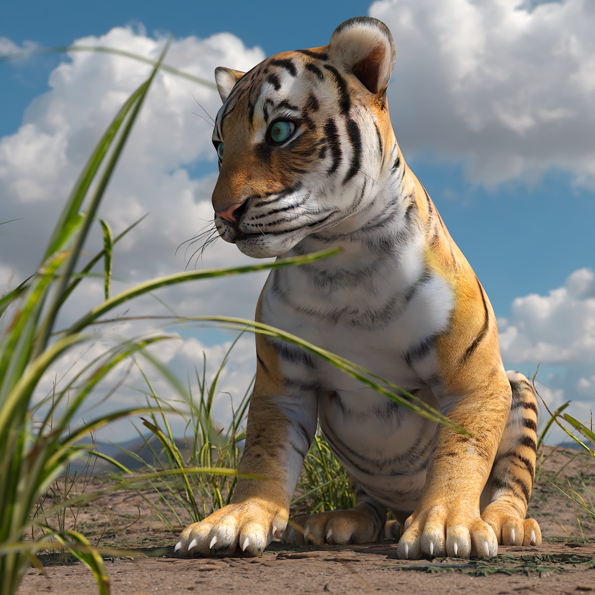 3D Tiger Cub Rigged