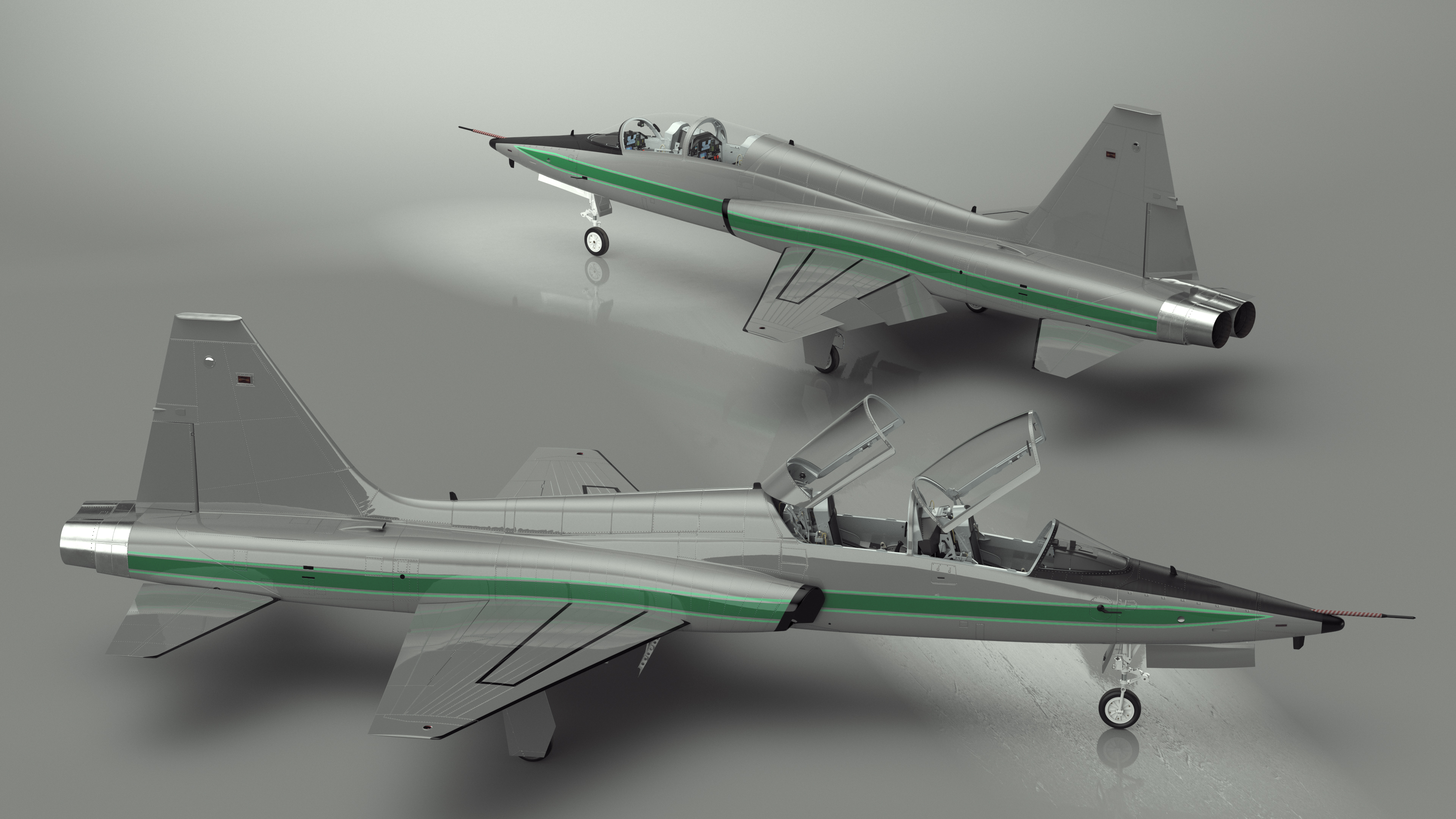 Two-seat Supersonic Jet Trainer Grey Rigged for Maya 3D