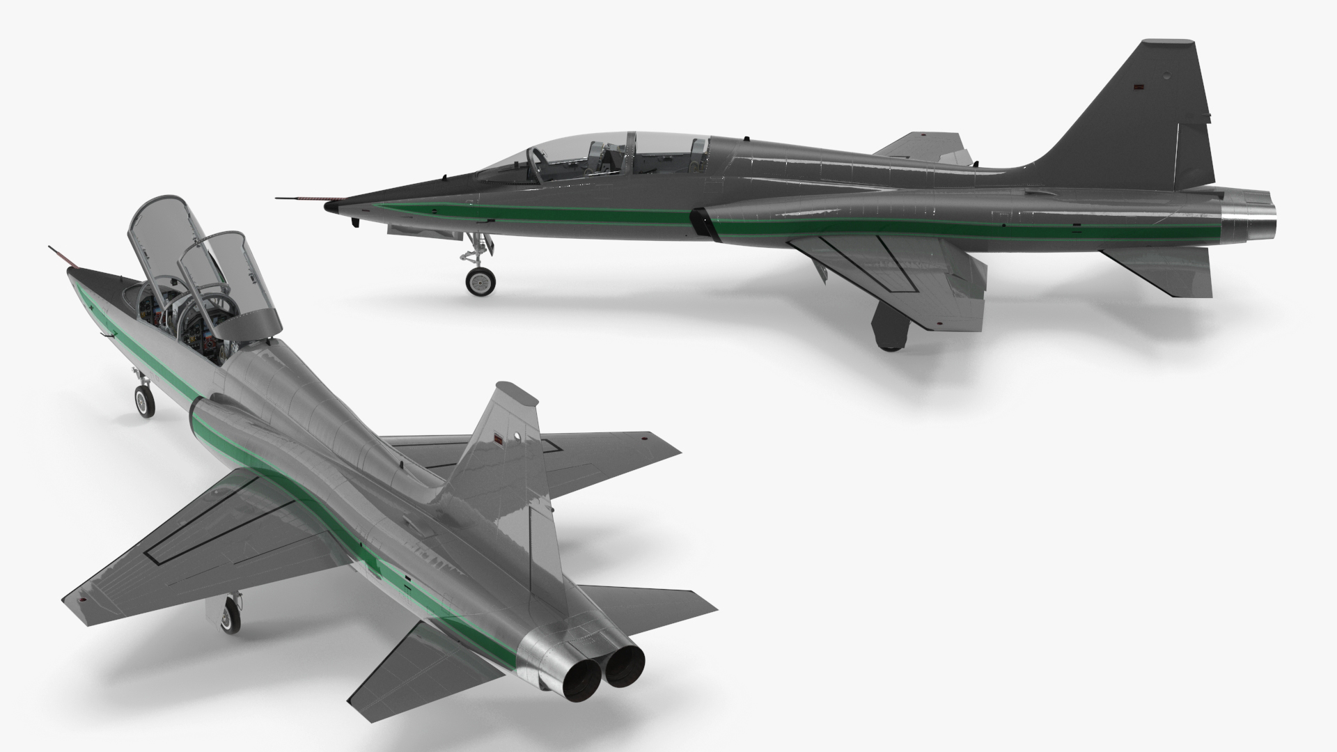 Two-seat Supersonic Jet Trainer Grey Rigged for Maya 3D