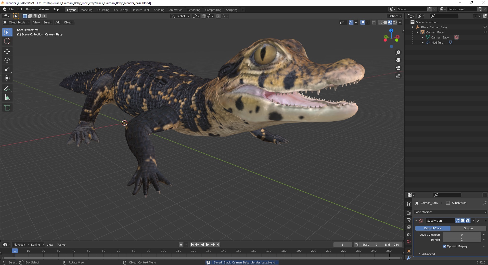 Black Caiman Baby 3D