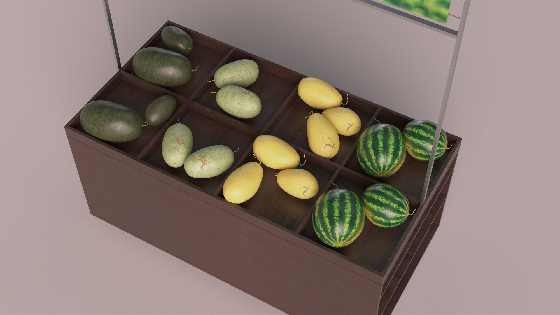 3D model Counter with Variety of Fruits