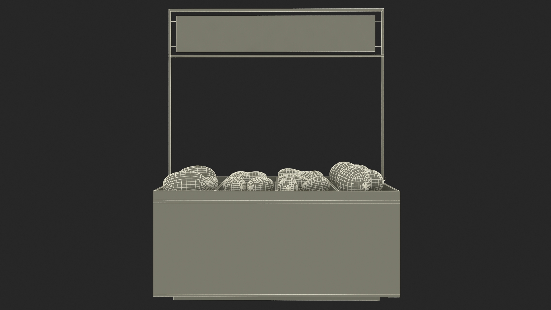 3D model Counter with Variety of Fruits