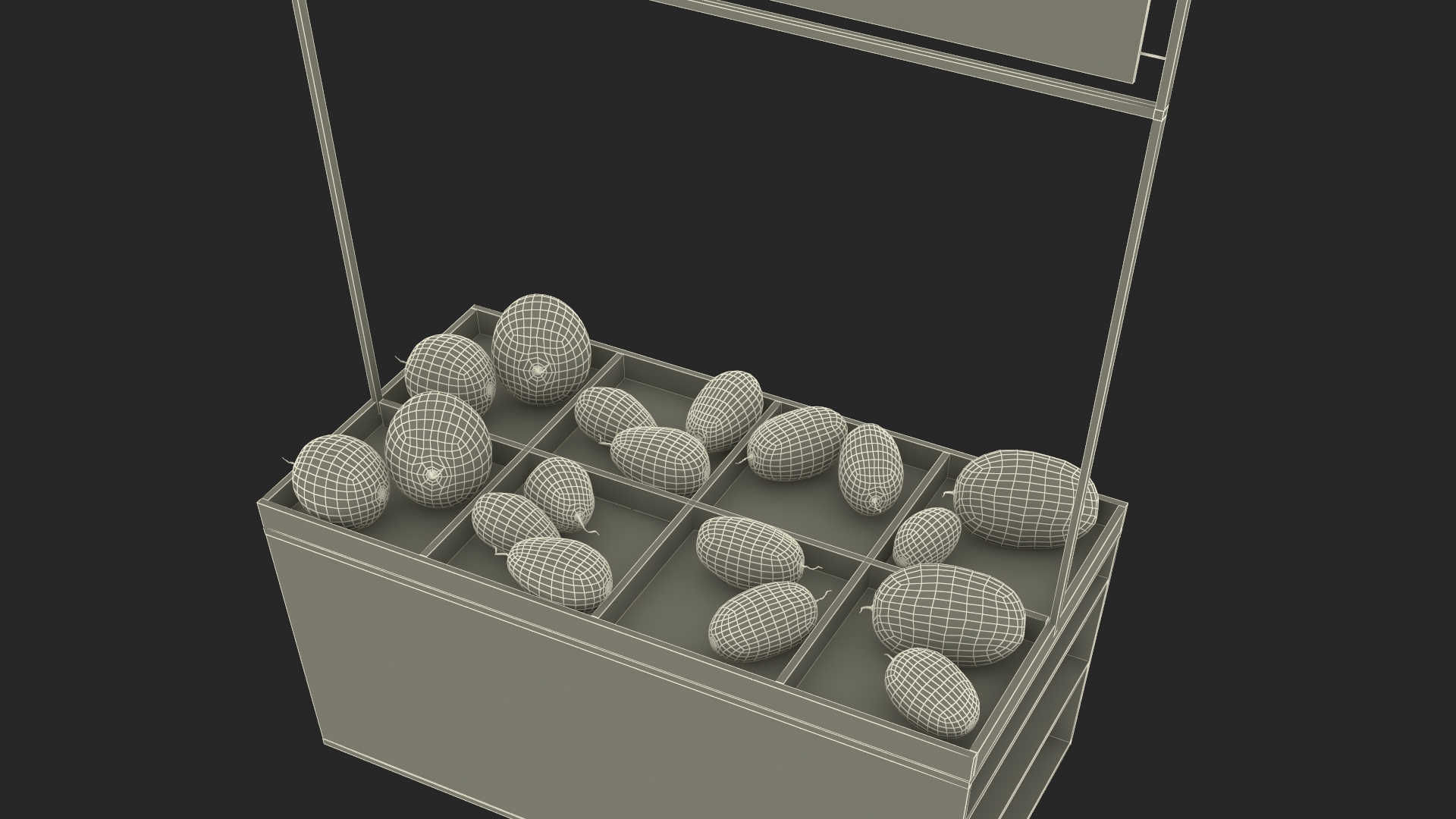 3D model Counter with Variety of Fruits