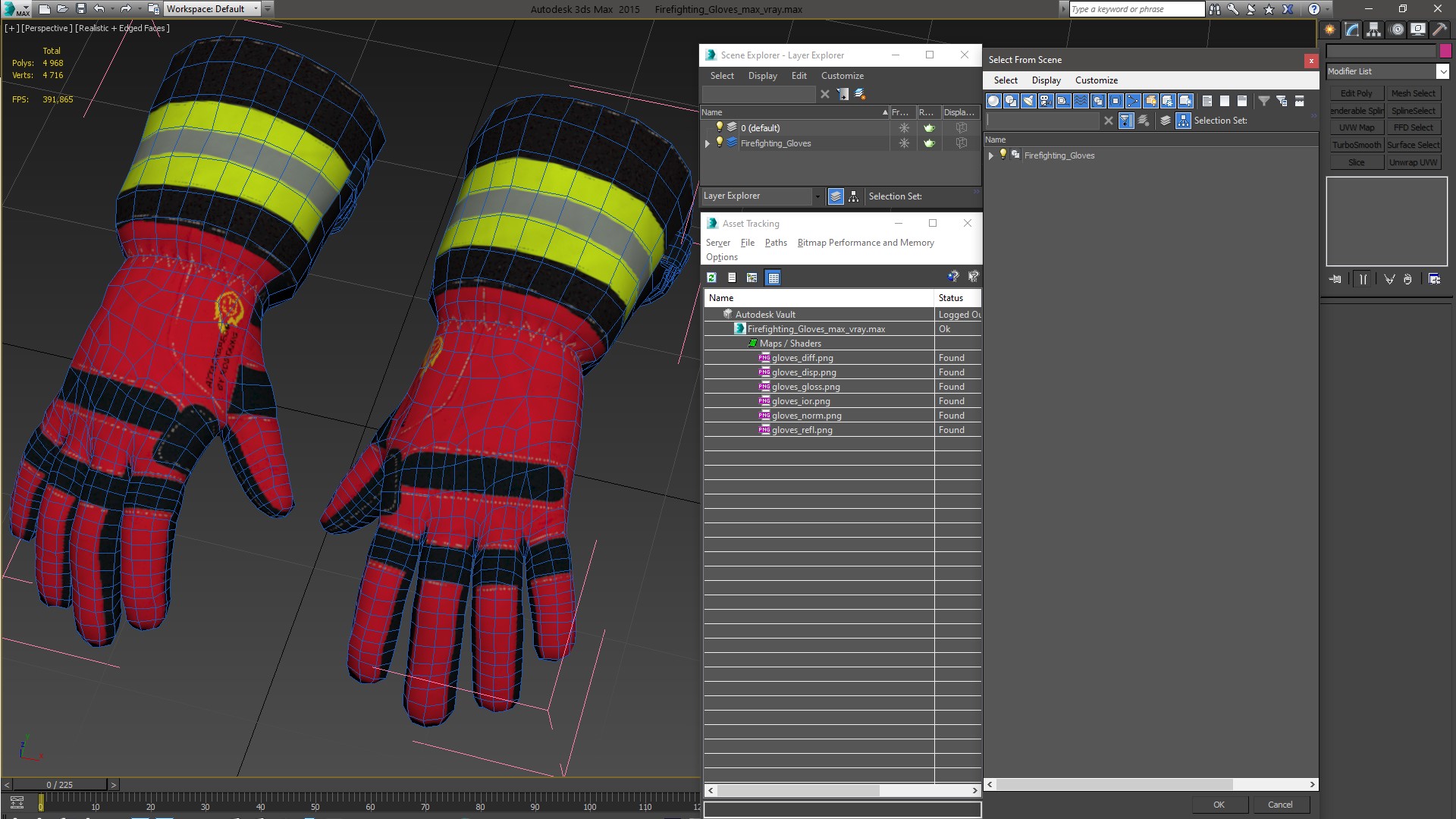 Firefighting Gloves 3D model