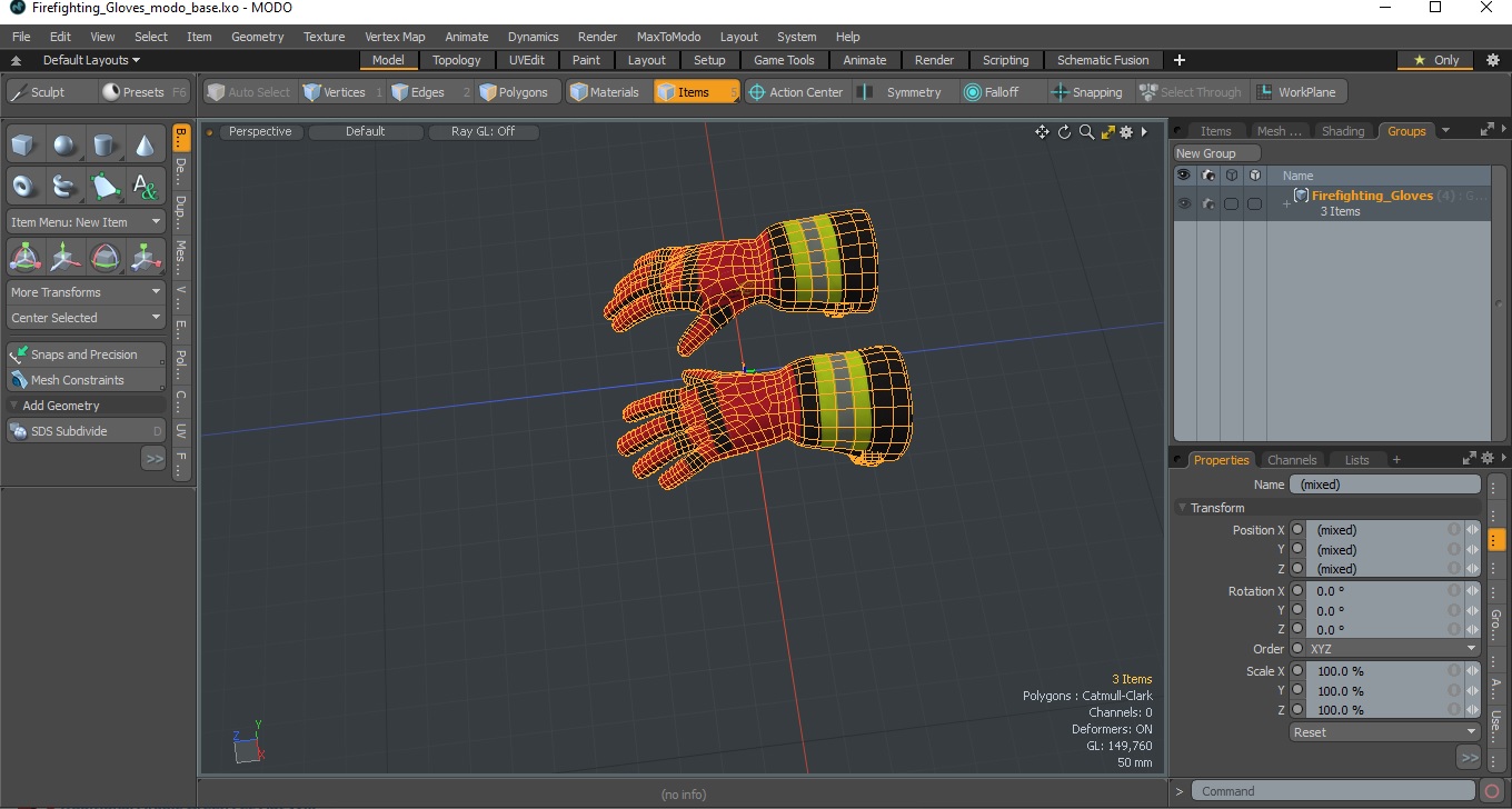 Firefighting Gloves 3D model