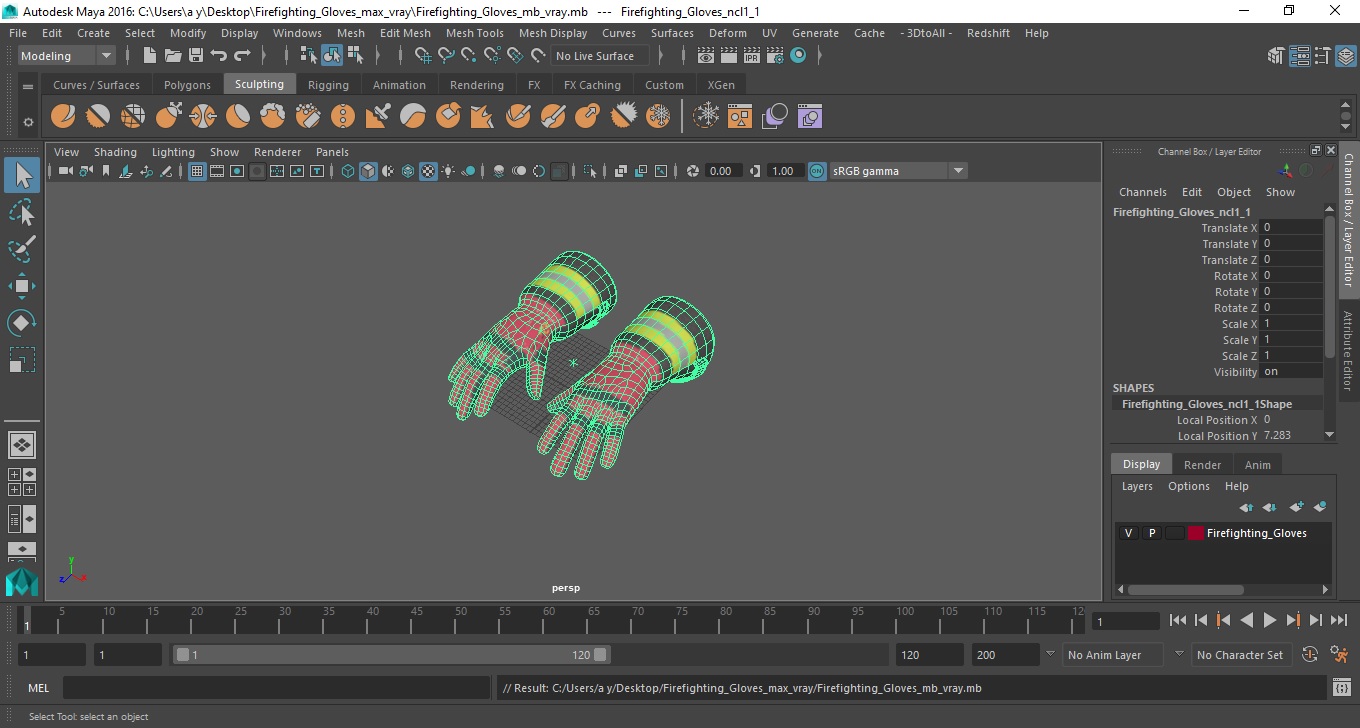 Firefighting Gloves 3D model