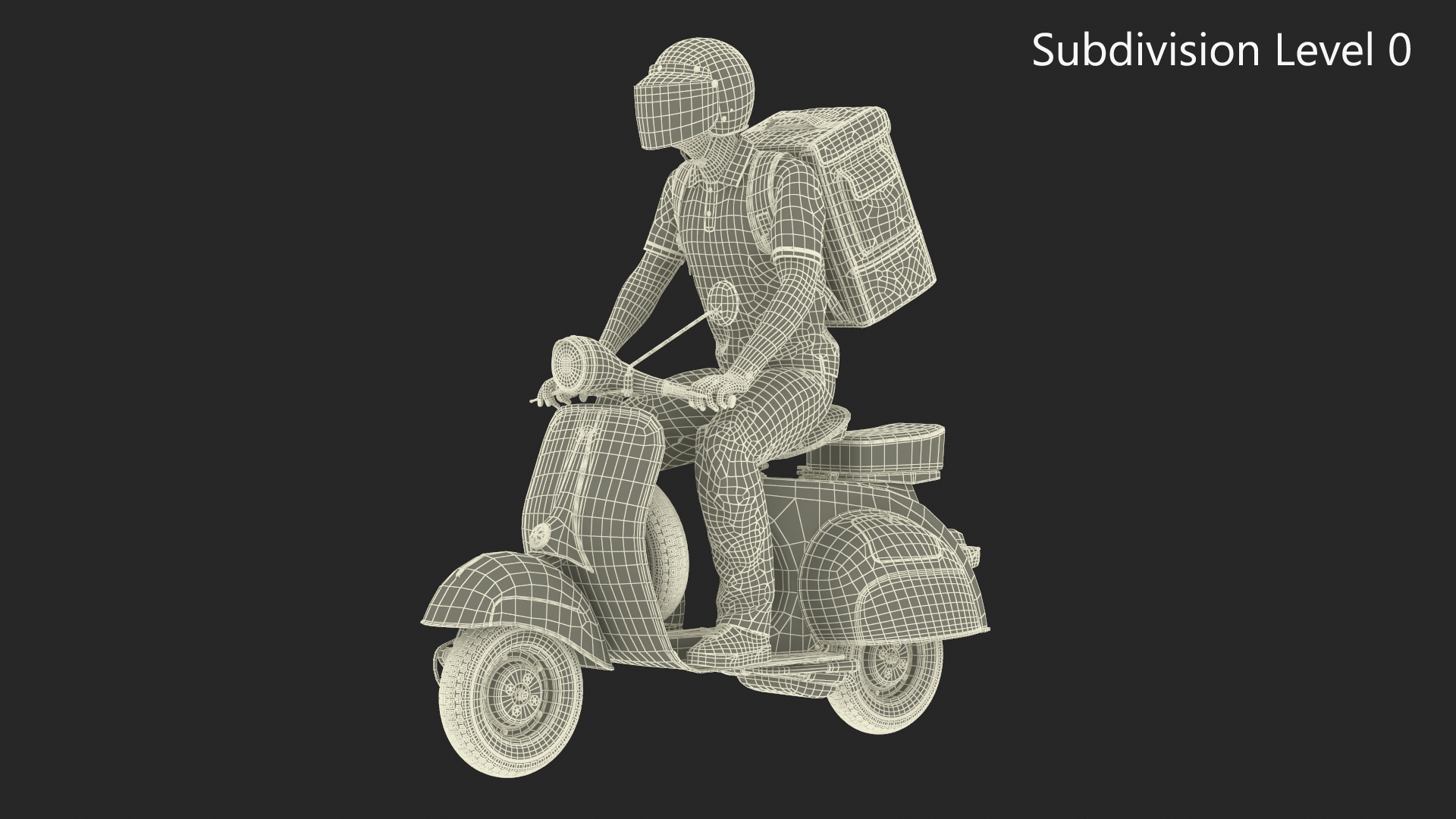 3D Delivery Man Riding Retro Scooter model