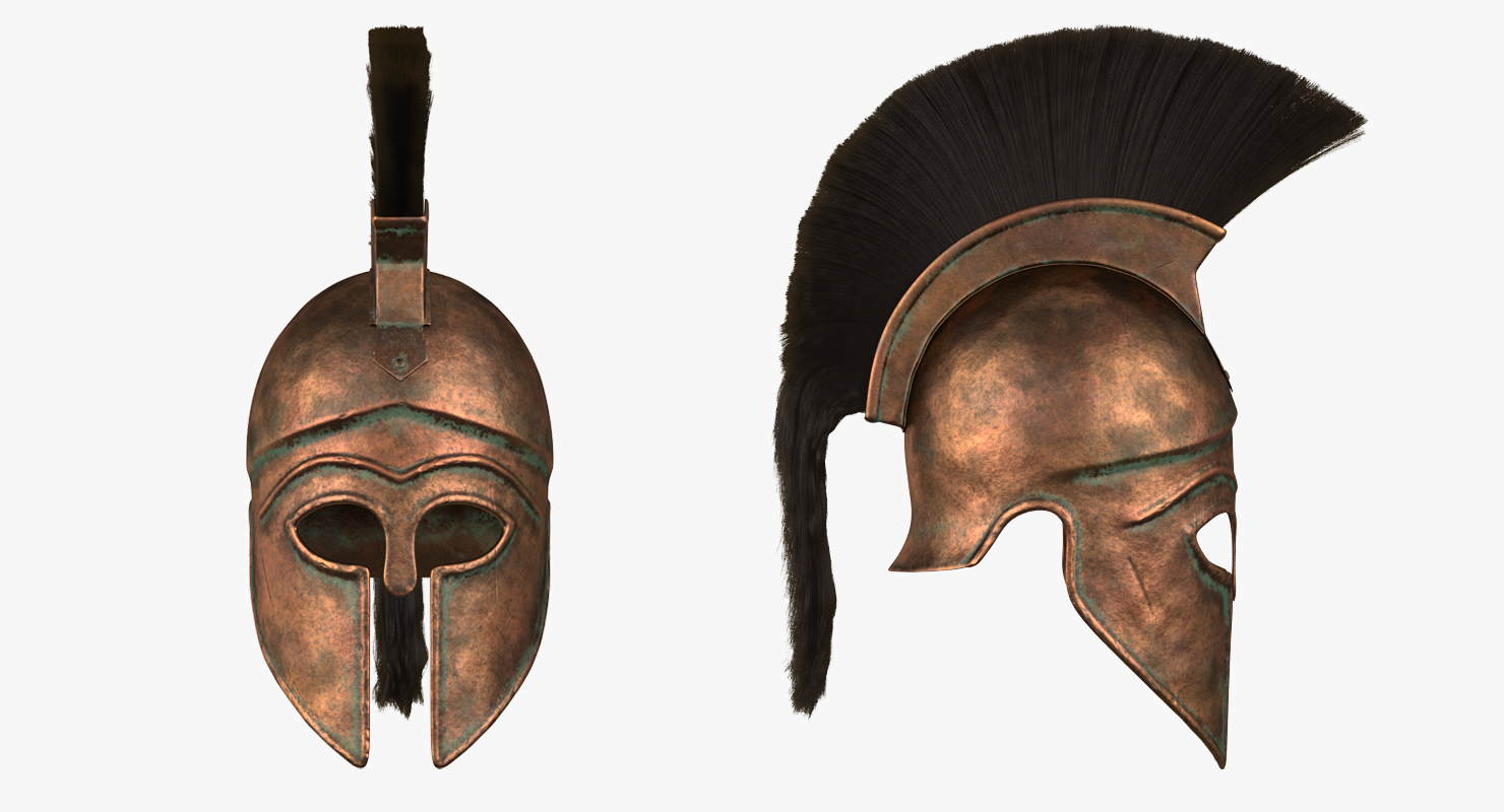 Ancient Greek Corinthian Helmet with Crest 3D