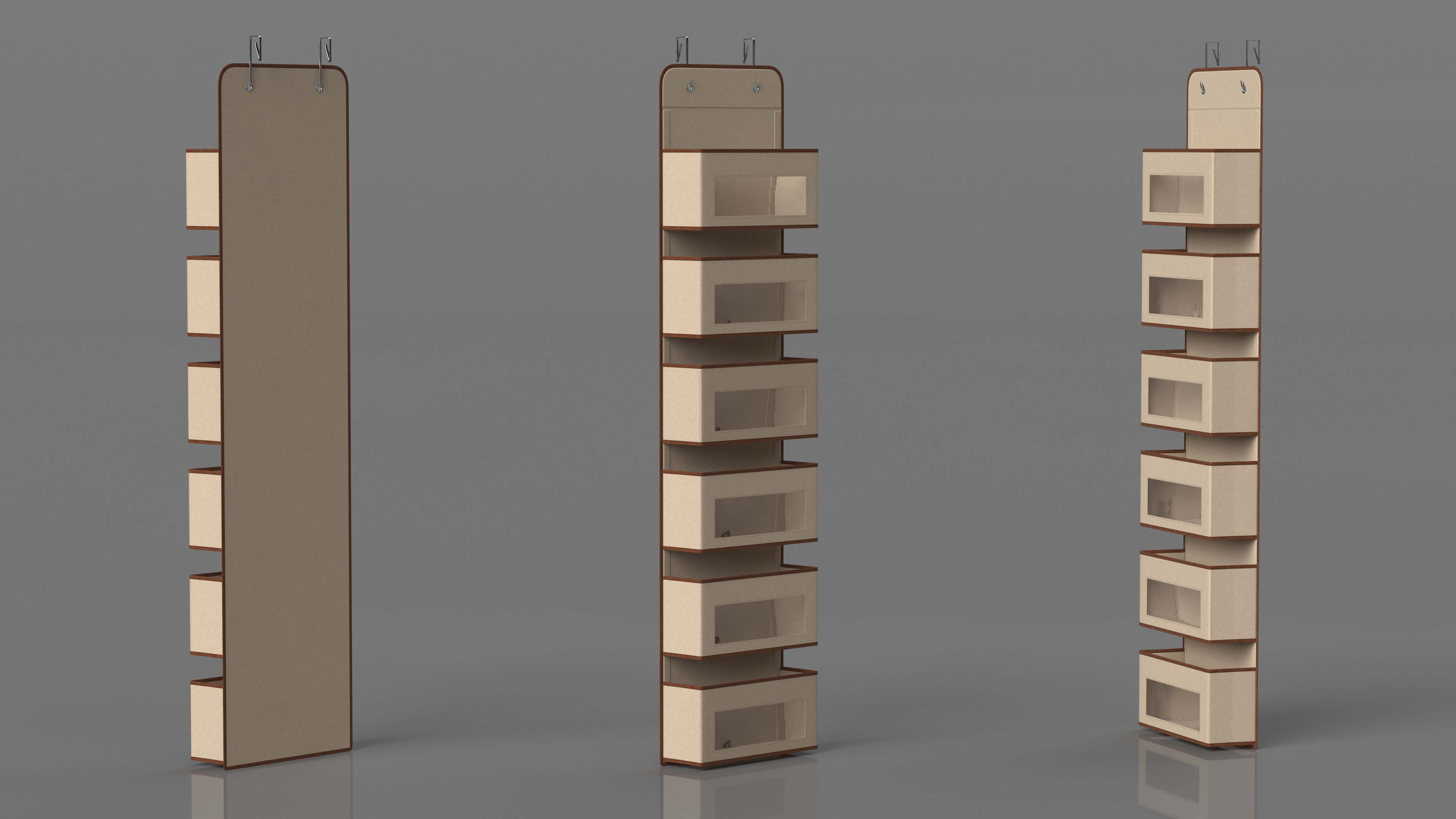 Wall Mount Organizer with Pockets Beige 3D model